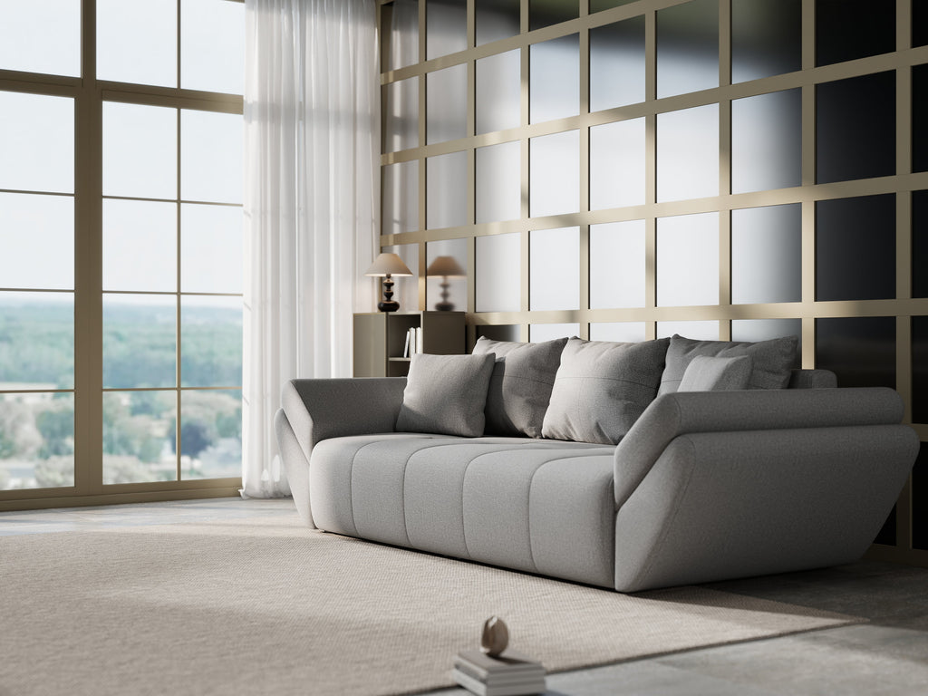 Canapea extensibilă dumonde cu ladă de depozitare si sezut confortabil din spuma high-density, Berlin Enjoy Grey 250x100 cm