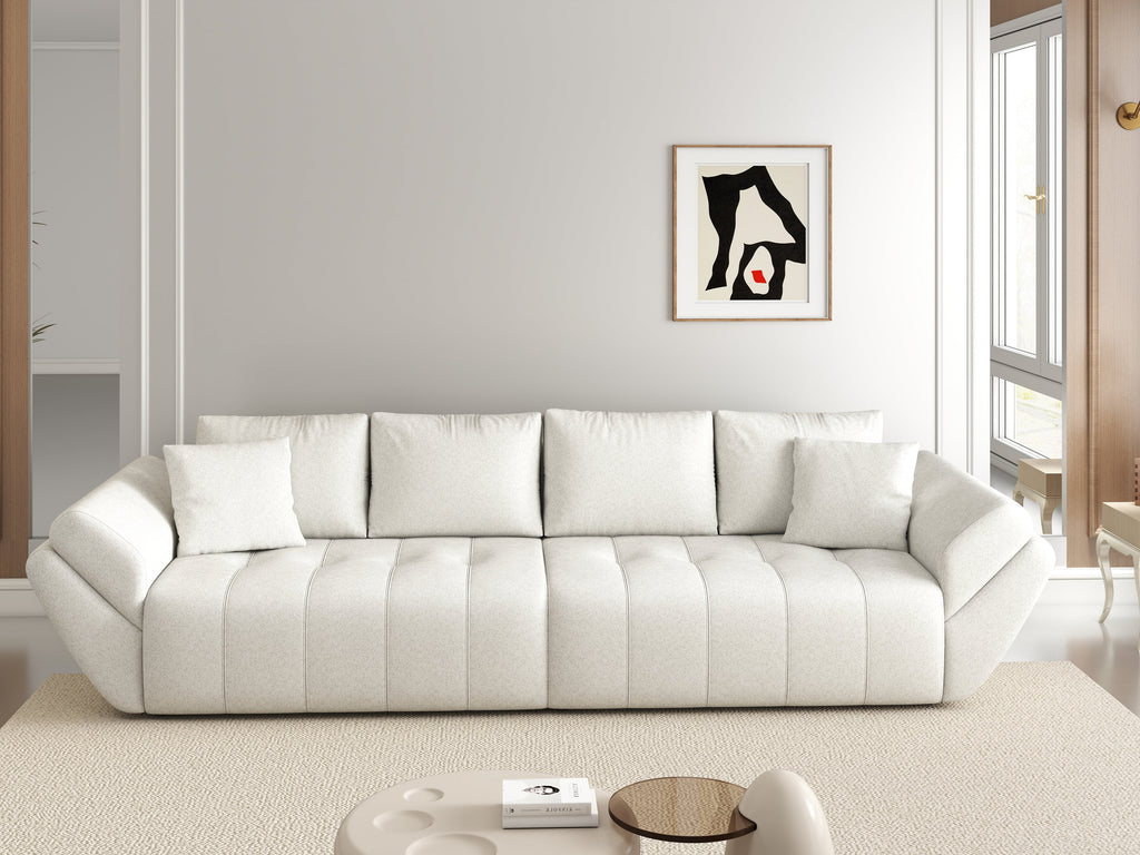 Canapea extensibilă dumonde cu ladă de depozitare si sezut confortabil din spuma high-density, Berlin Euphoria Ivory 300x100 cm