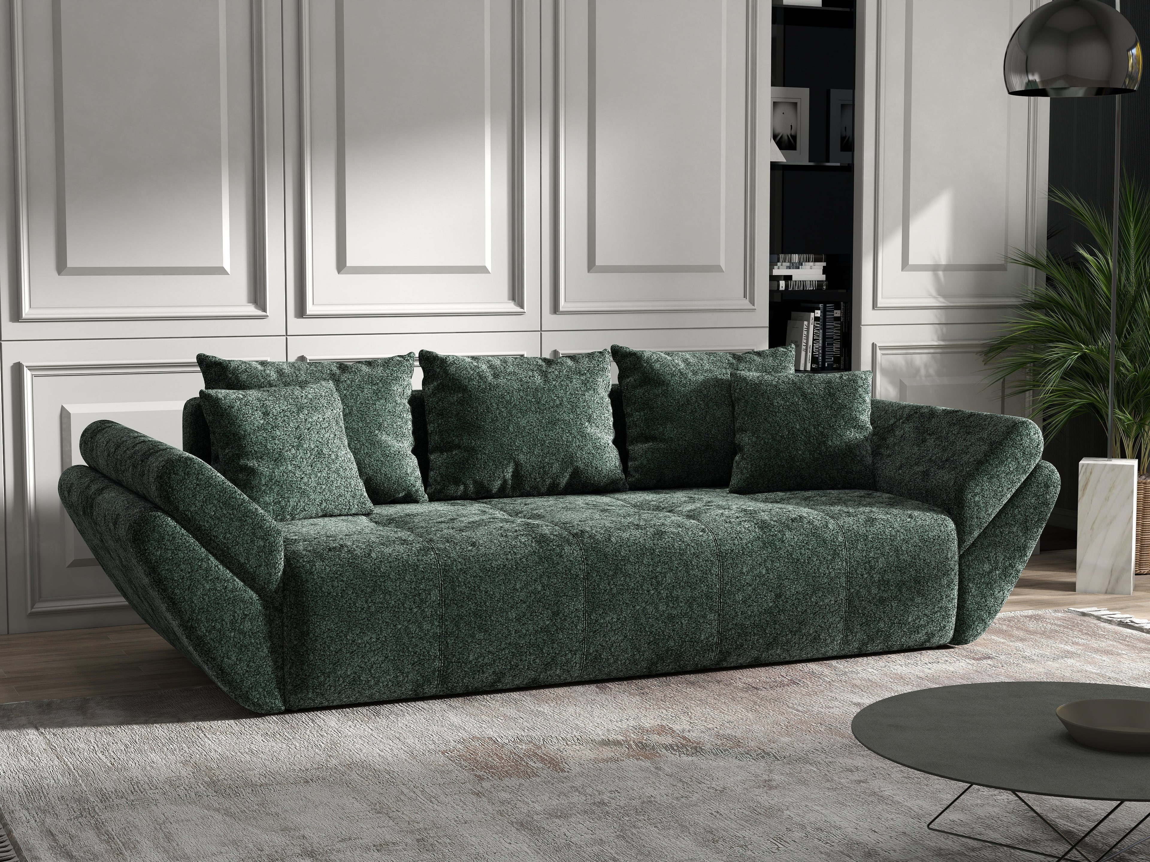 Canapea extensibilă dumonde cu ladă de depozitare si sezut confortabil din spuma high-density, Berlin Euphoria Green 250x100 cm