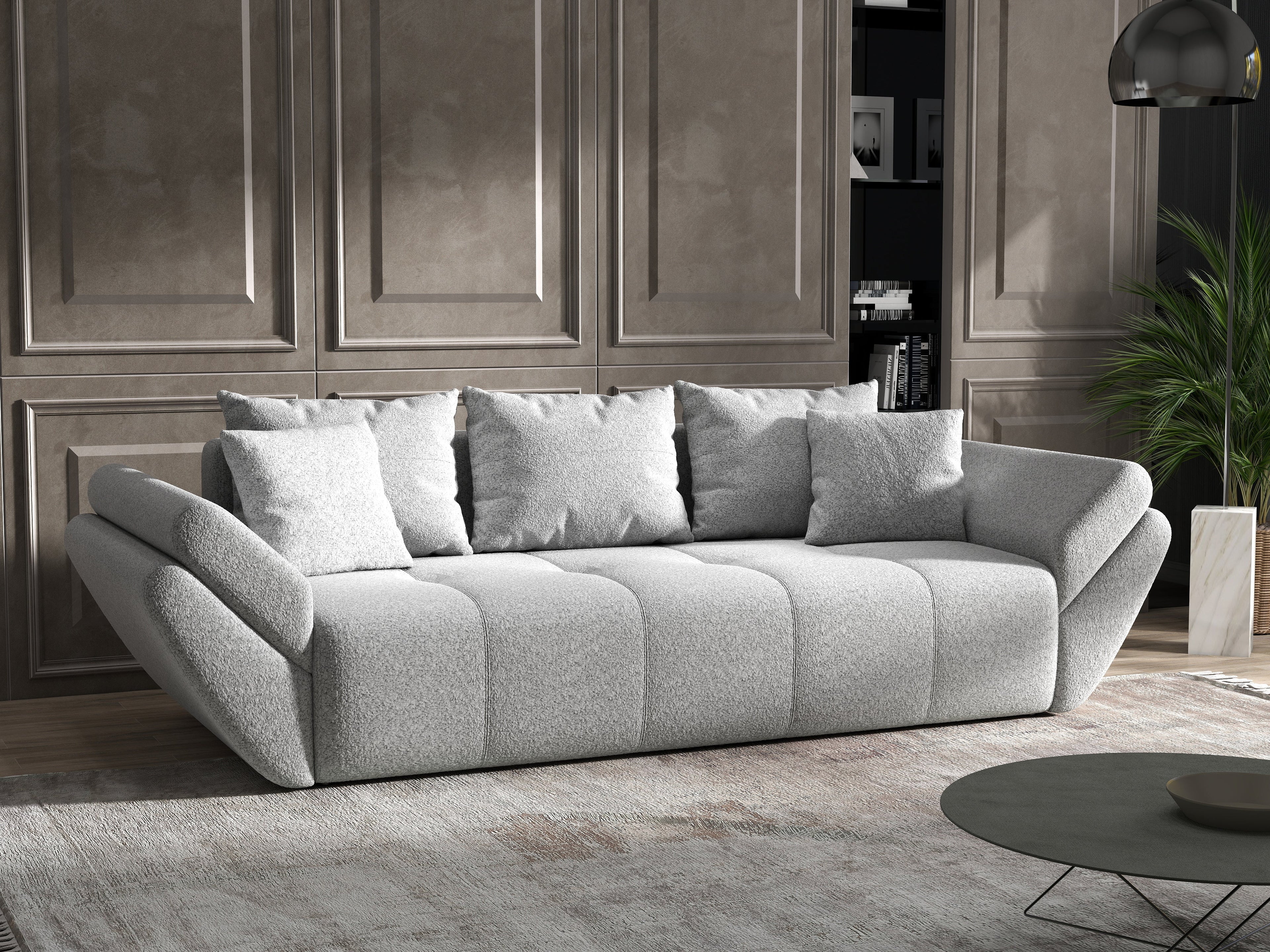 Canapea extensibilă dumonde cu ladă de depozitare si sezut confortabil din spuma high-density, Berlin Euphoria Dove 250x100 cm