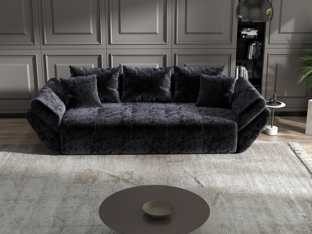 Canapea extensibilă dumonde cu ladă de depozitare si sezut confortabil din spuma high-density, Berlin Euphoria Black 250x100 cm
