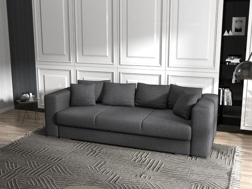 Canapea extensibilă dumonde cu ladă de depozitare si sezut confortabil din spuma high-density, Gloria Enjoy grafit 240x100 cm