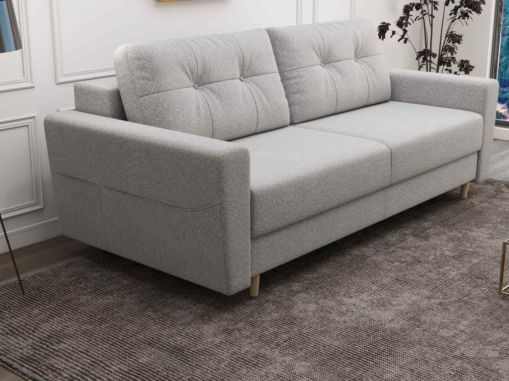 Canapea extensibilă dumonde cu ladă de depozitare si sezut confortabil din spuma high-density, Summer Euphoria Dove 225x100 cm