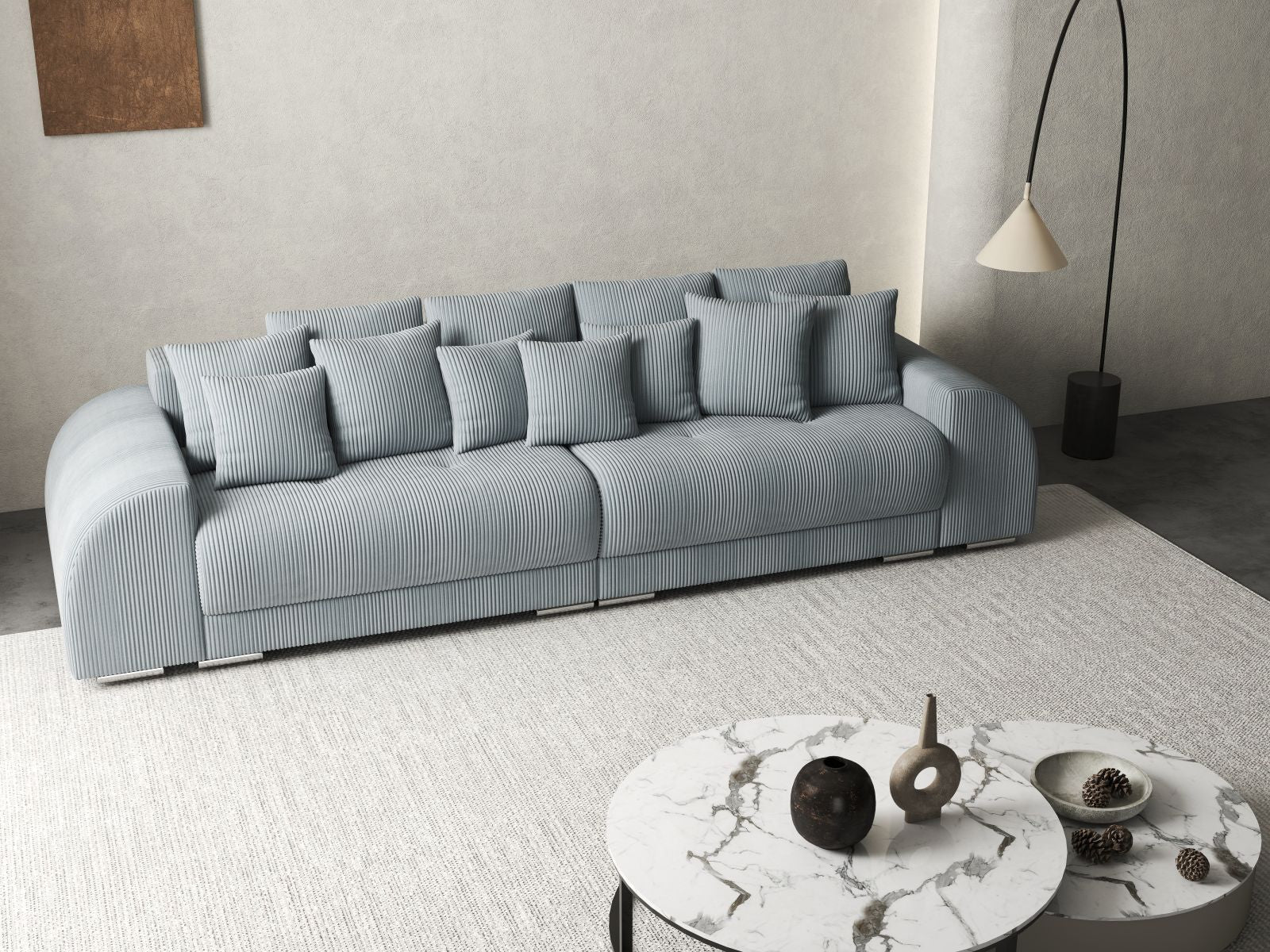 Canapea extensibilă dumonde cu 2 lăzi de depozitare si sezut confortabil din spuma high-density, Verona Zoom Grey 310x100 cm