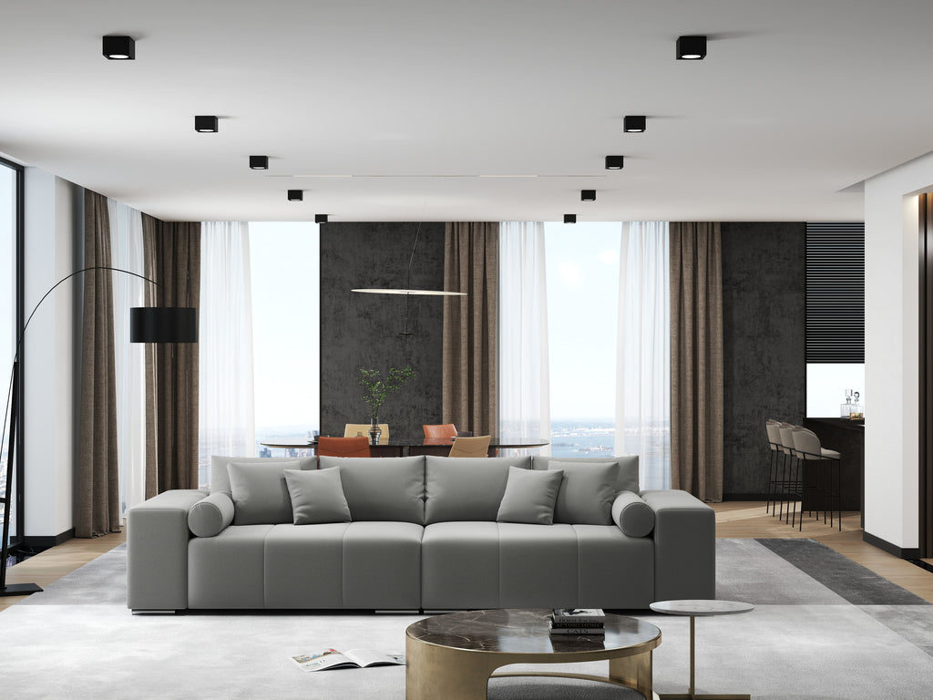Canapea extensibilă dumonde cu ladă de depozitare si sezut confortabil din spuma high-density, Marbela Royal Gri XXL 295x100 cm
