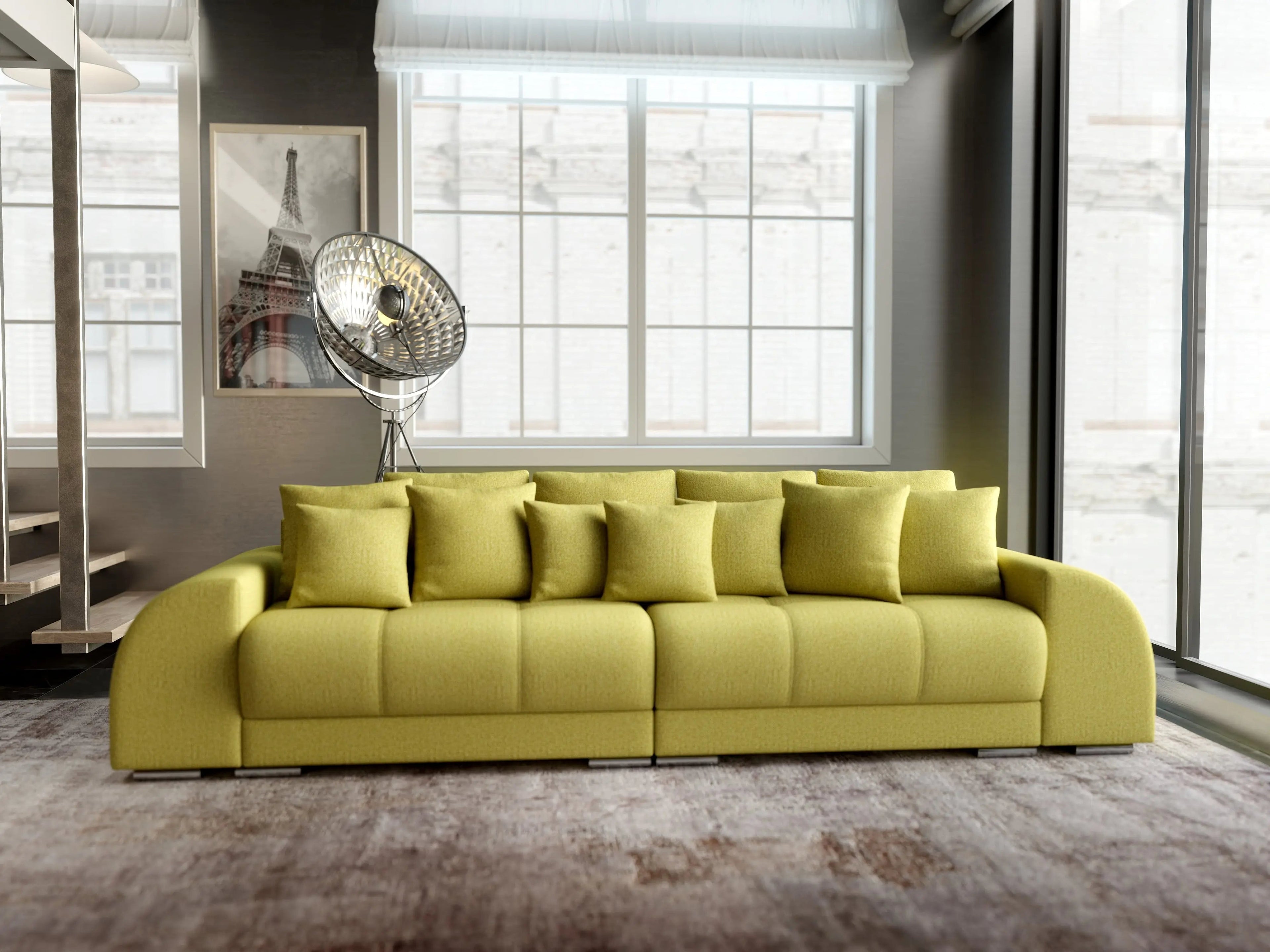 Canapea extensibilă dumonde cu 2 lăzi de depozitare si sezut confortabil din spuma high-density, Verona Enjoy Green 310x100 cm