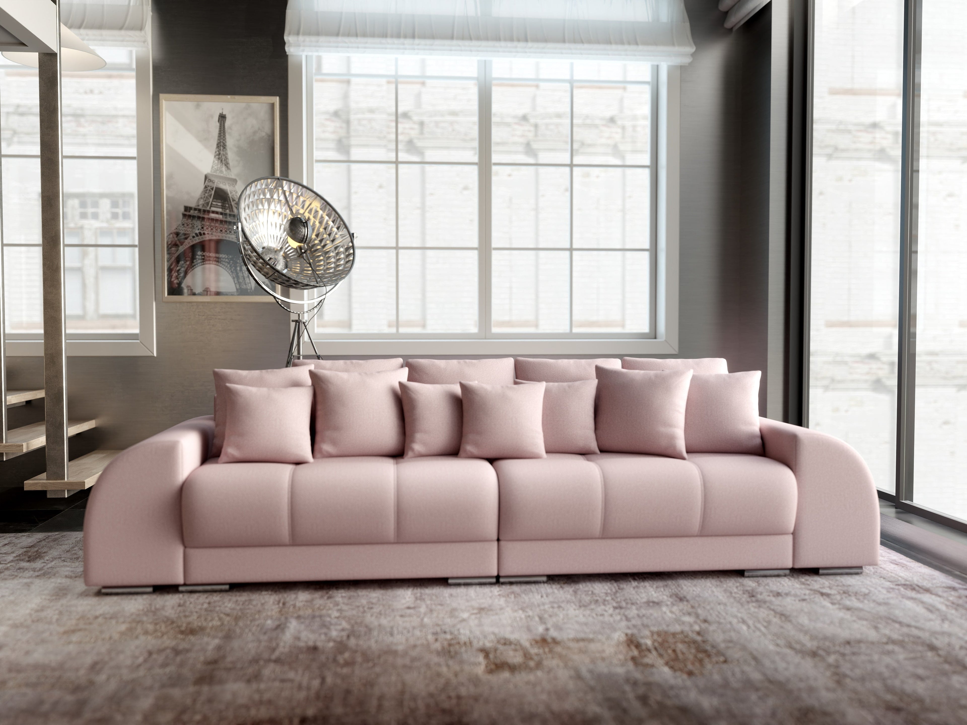 Canapea extensibilă dumonde cu 2 lăzi de depozitare si sezut confortabil din spuma high-density, Verona Enjoy Flamingo 310x100 cm