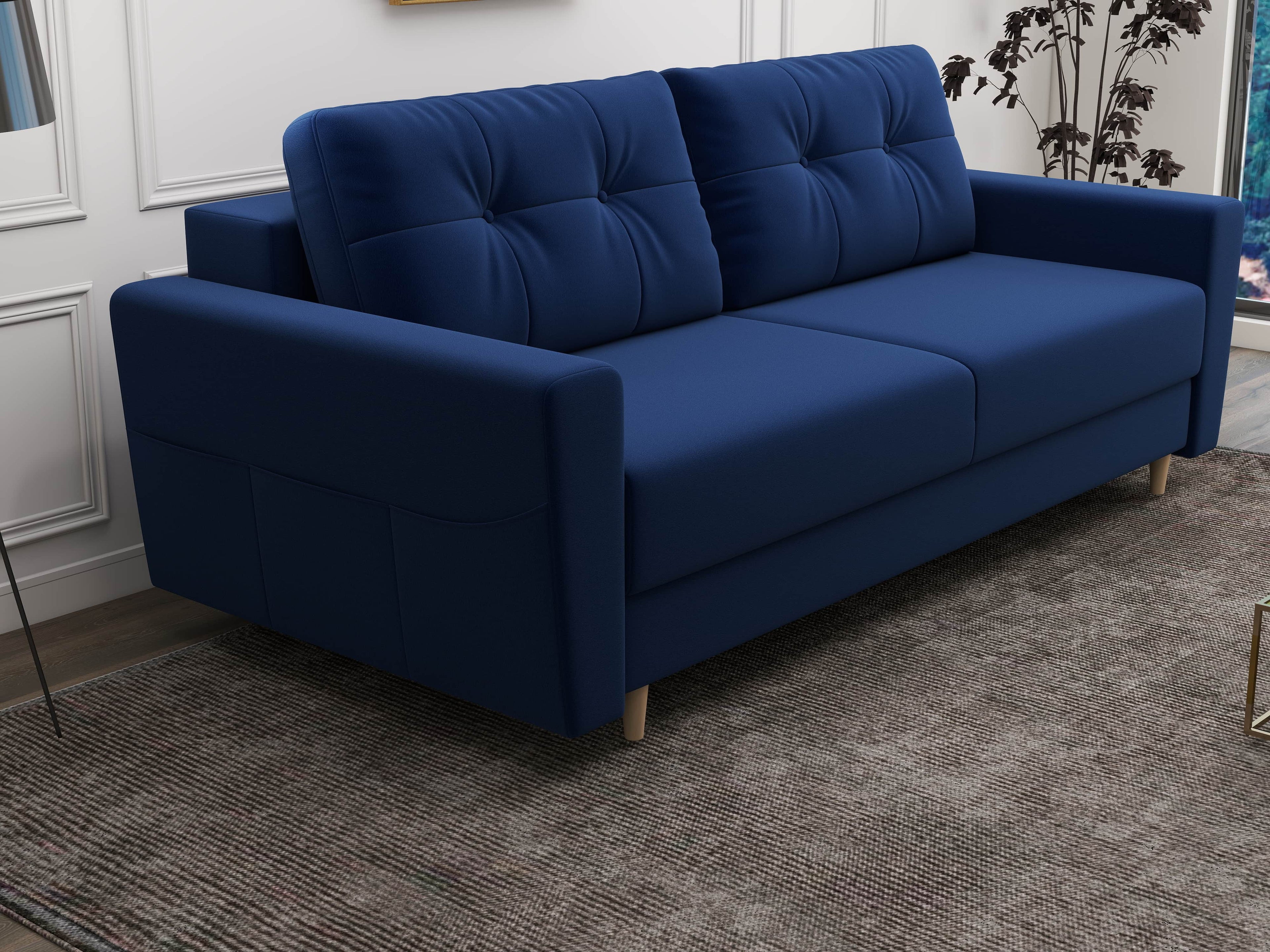 Canapea extensibilă dumonde cu ladă de depozitare si sezut confortabil din spuma high-density, Summer Royal Albastru 225x100 cm