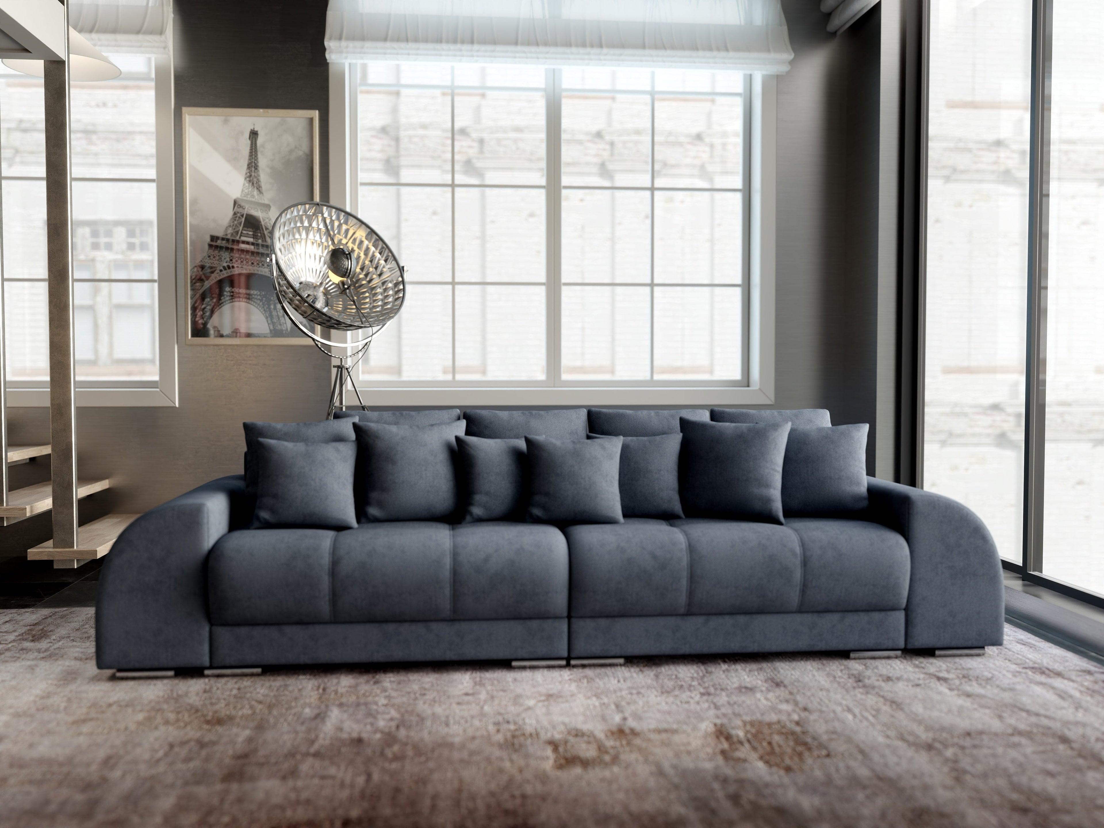 Canapea extensibilă dumonde cu 2 lăzi de depozitare si sezut confortabil din spuma high-density, Verona Enjoy Antracit 310x100 cm