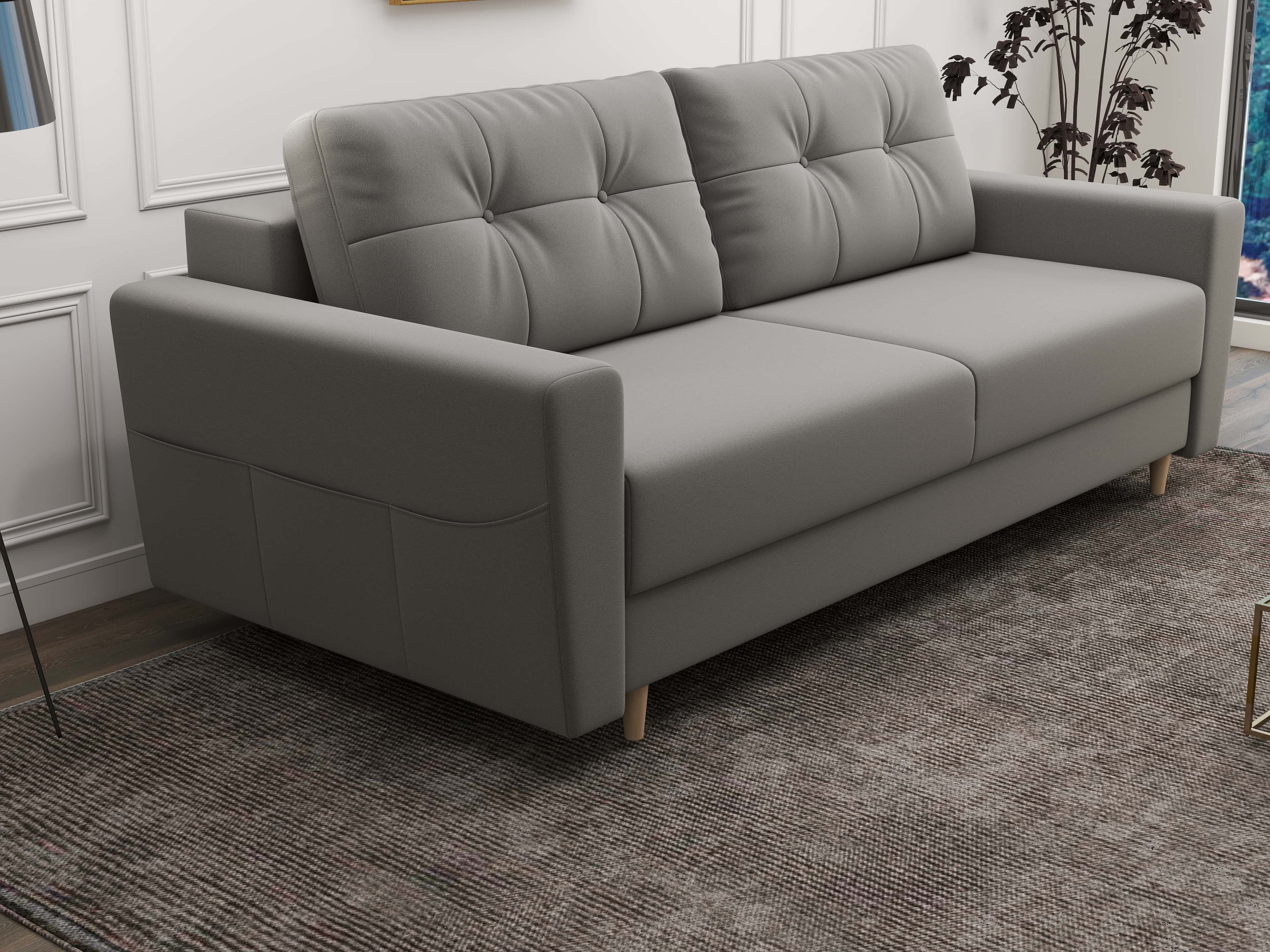 Canapea extensibilă dumonde cu ladă de depozitare si sezut confortabil din spuma high-density, Summer Royal Gri 225x100 cm