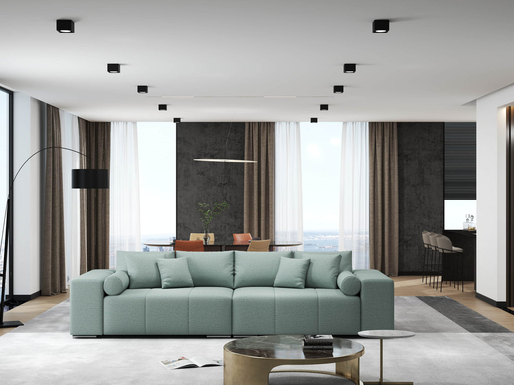 Canapea extensibilă dumonde cu ladă de depozitare si sezut confortabil din spuma high-density, Marbela Enjoy Mint XXL 295x100 cm