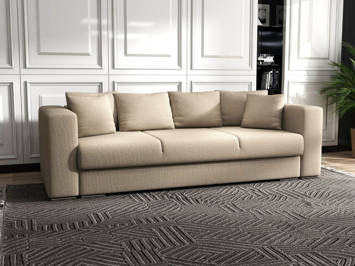 Canapea extensibilă dumonde cu ladă de depozitare si sezut confortabil din spuma high-density, Gloria Enjoy Camel 240x100 cm
