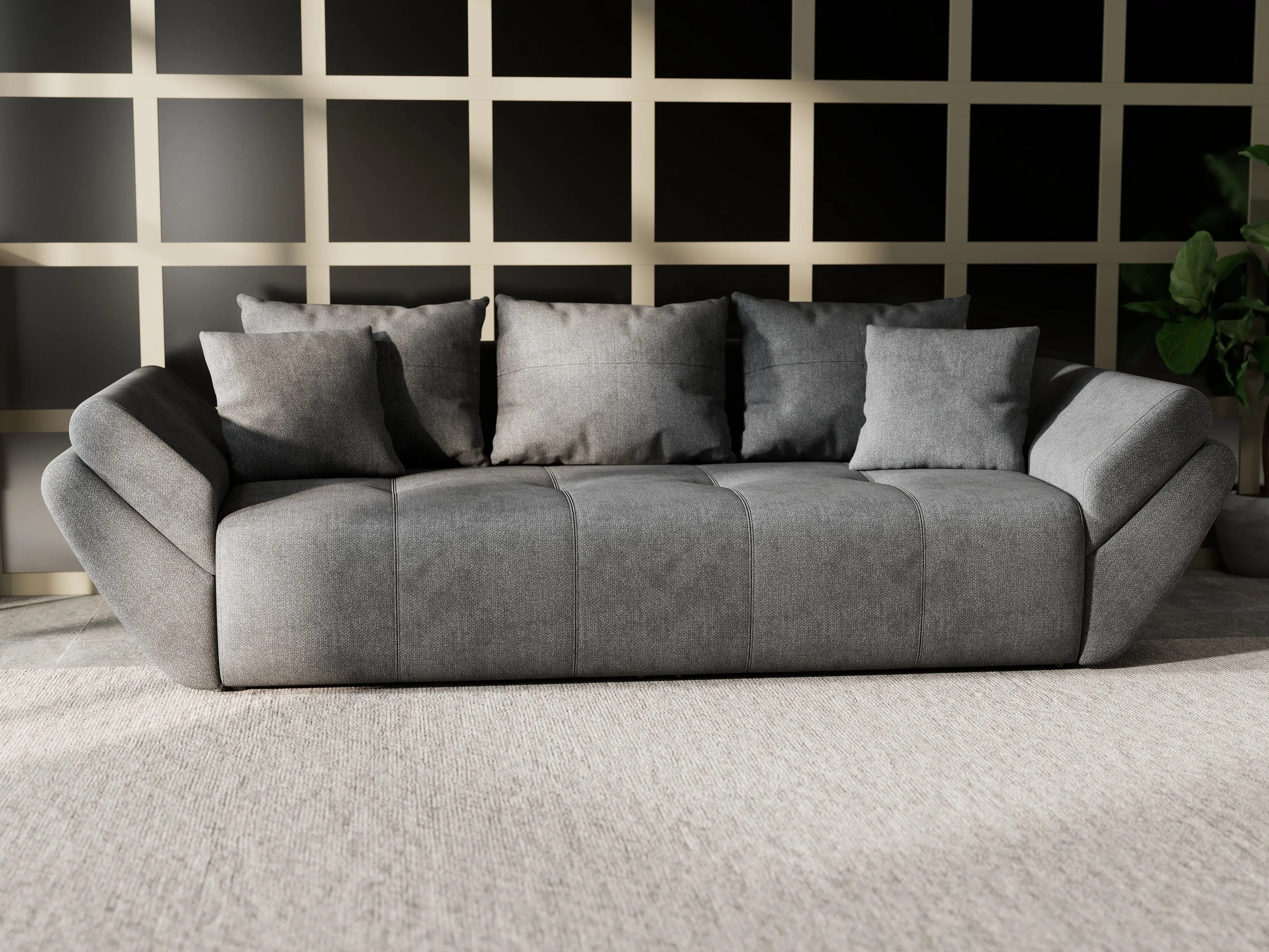 Canapea extensibilă dumonde cu ladă de depozitare si sezut confortabil din spuma high-density, Berlin Enjoy Kaki 250x100 cm