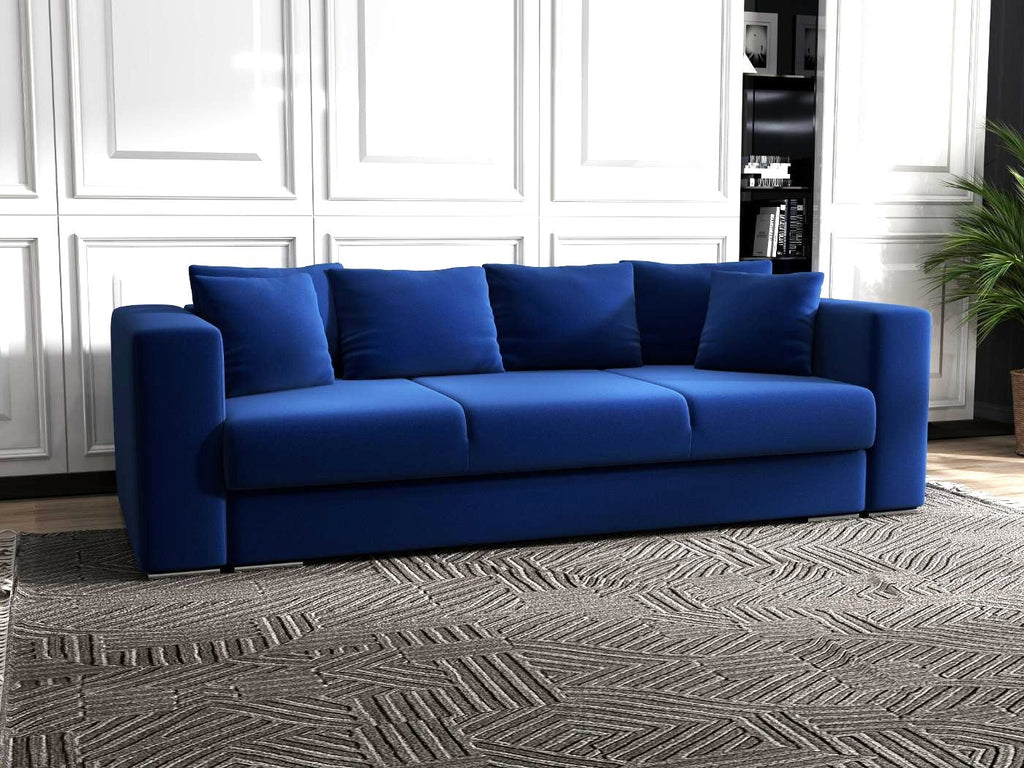 Canapea extensibilă dumonde cu ladă de depozitare si sezut confortabil din spuma high-density, Gloria Royal Blue 240x100 cm