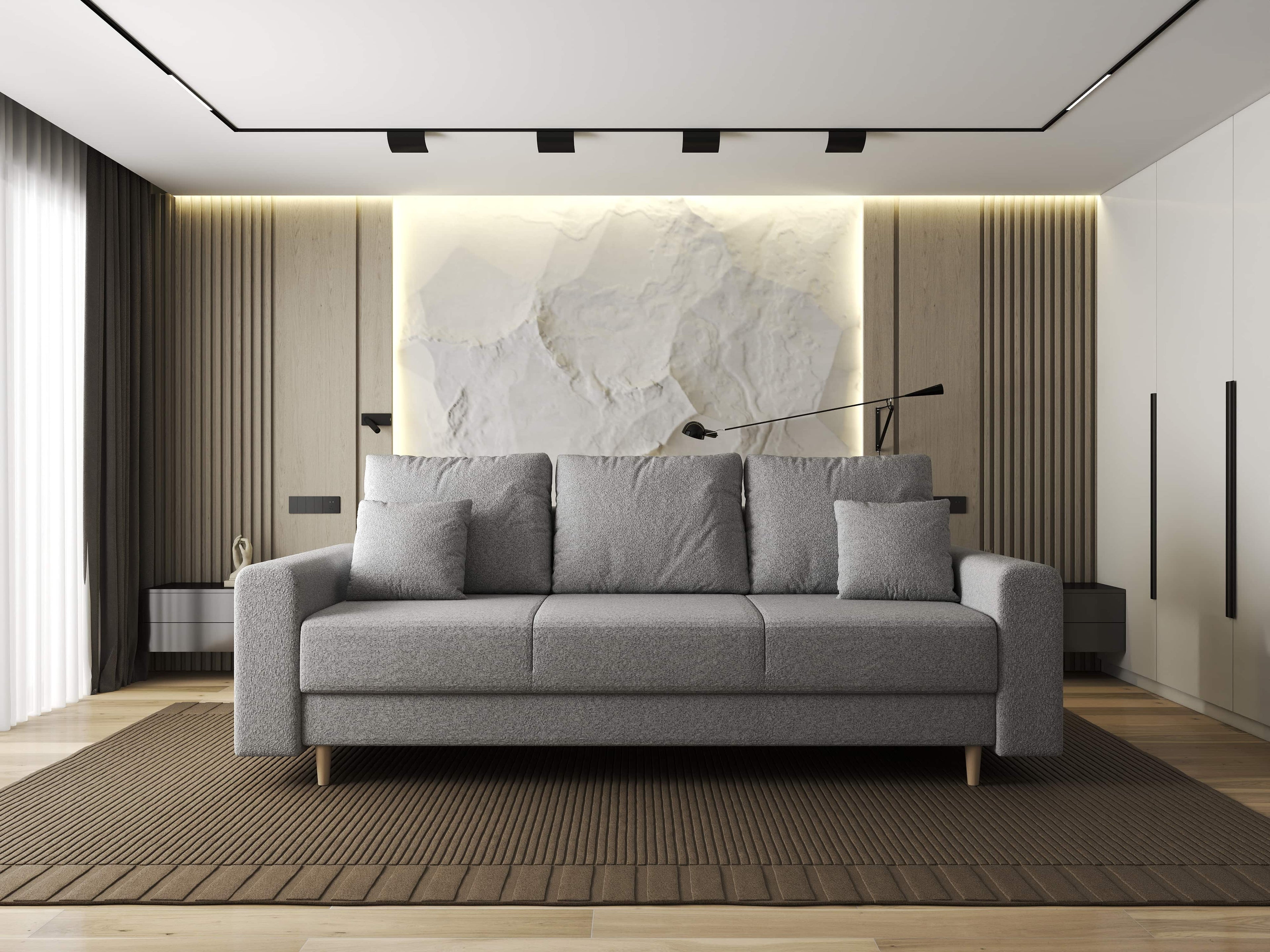 Canapea extensibilă dumonde cu ladă de depozitare si sezut confortabil din spuma high-density, Kronos Euphoria Dove 210x100 cm