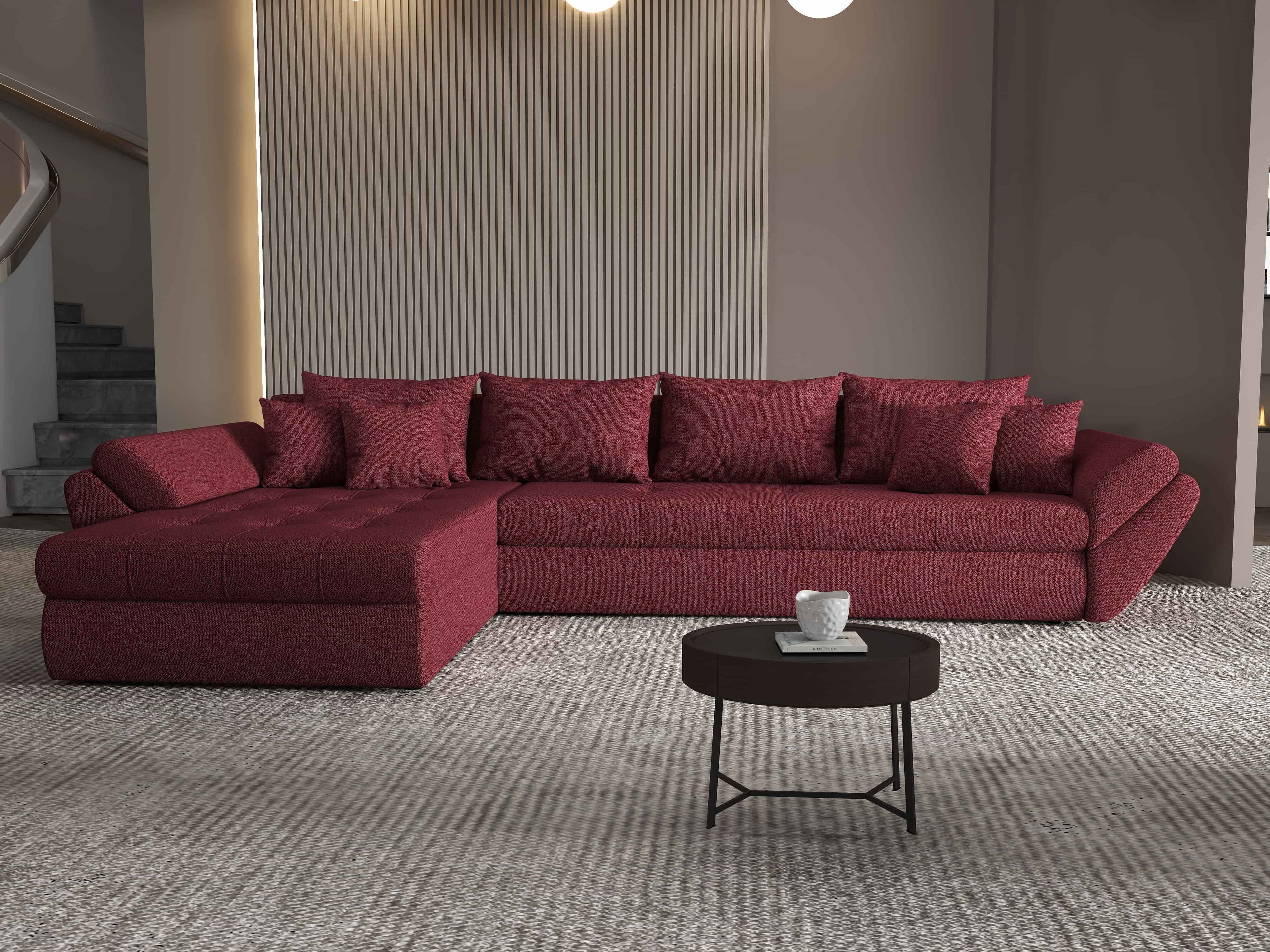 Colțar extensibil dumonde cu ladă de depozitare si sezut confortabil din spuma high-density, Loana XL Enjoy Winery 335x185 cm