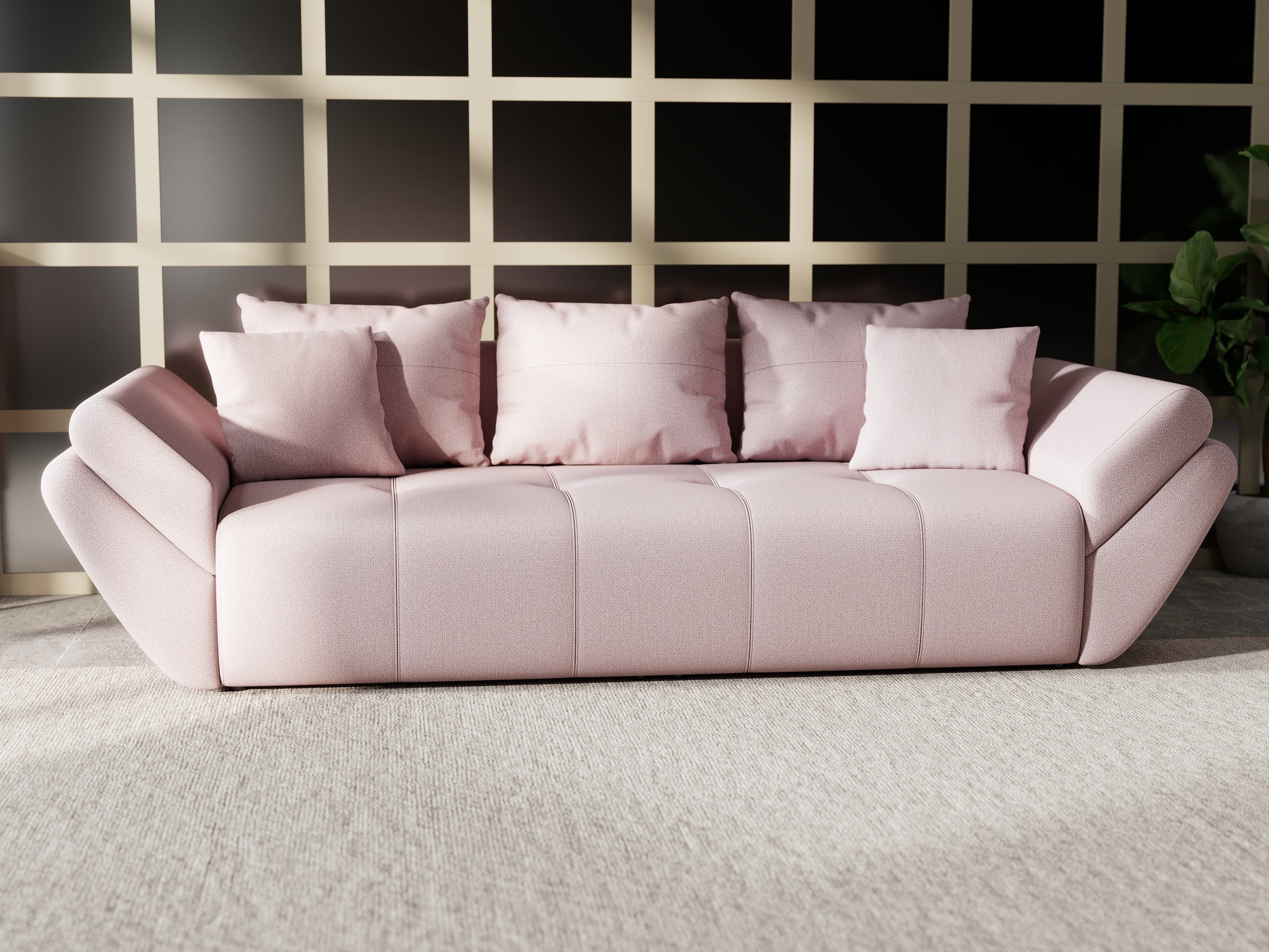 Canapea extensibilă dumonde cu ladă de depozitare si sezut confortabil din spuma high-density, Berlin Enjoy Flamingo 250x100 cm