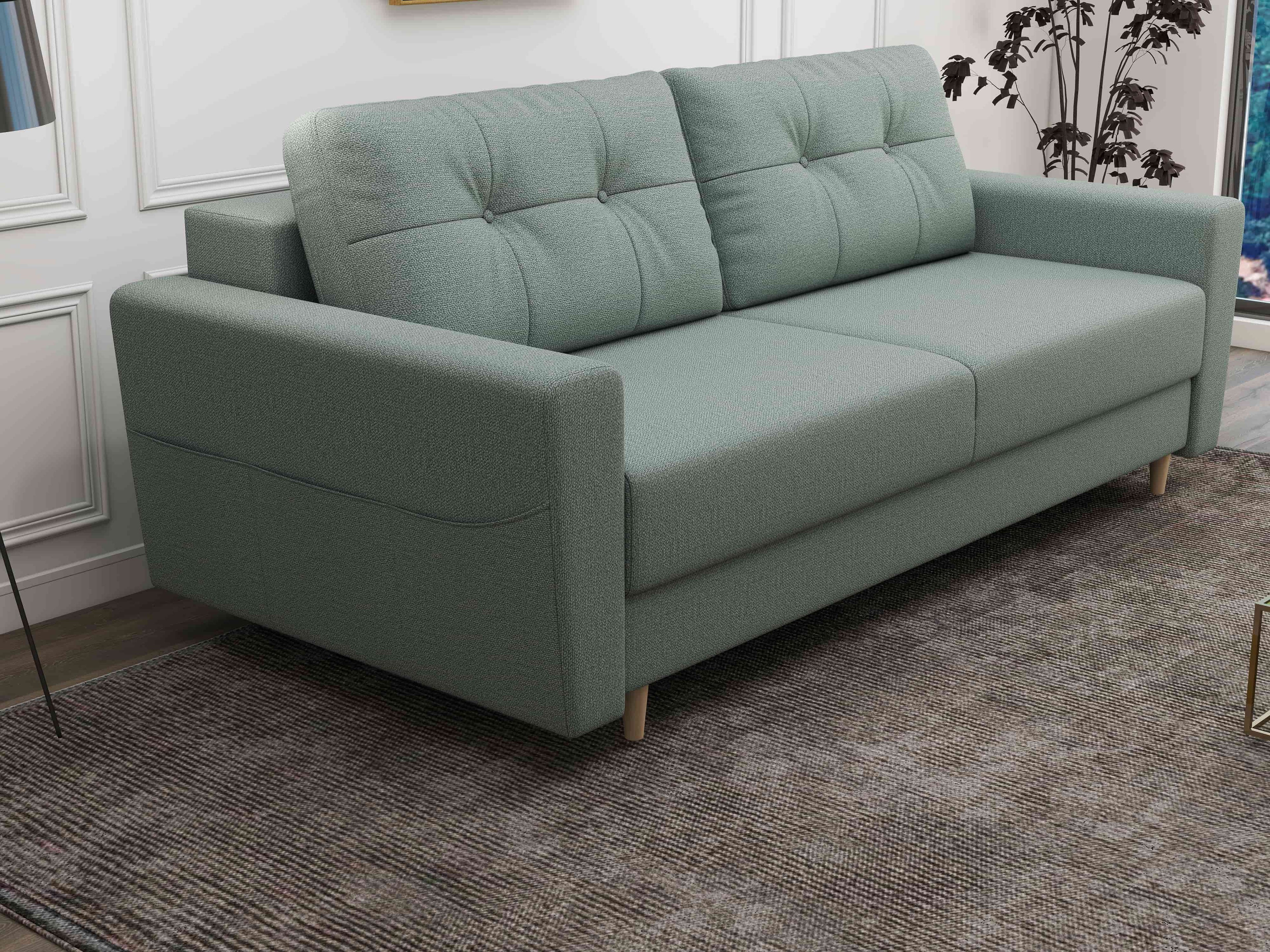Canapea extensibilă dumonde cu ladă de depozitare si sezut confortabil din spuma high-density, Summer Enjoy Mint 225x100 cm