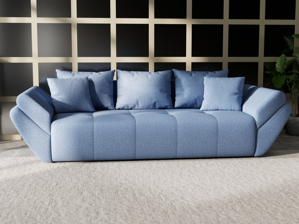 Canapea extensibilă dumonde cu ladă de depozitare si sezut confortabil din spuma high-density, Berlin Enjoy Blue 250x100 cm