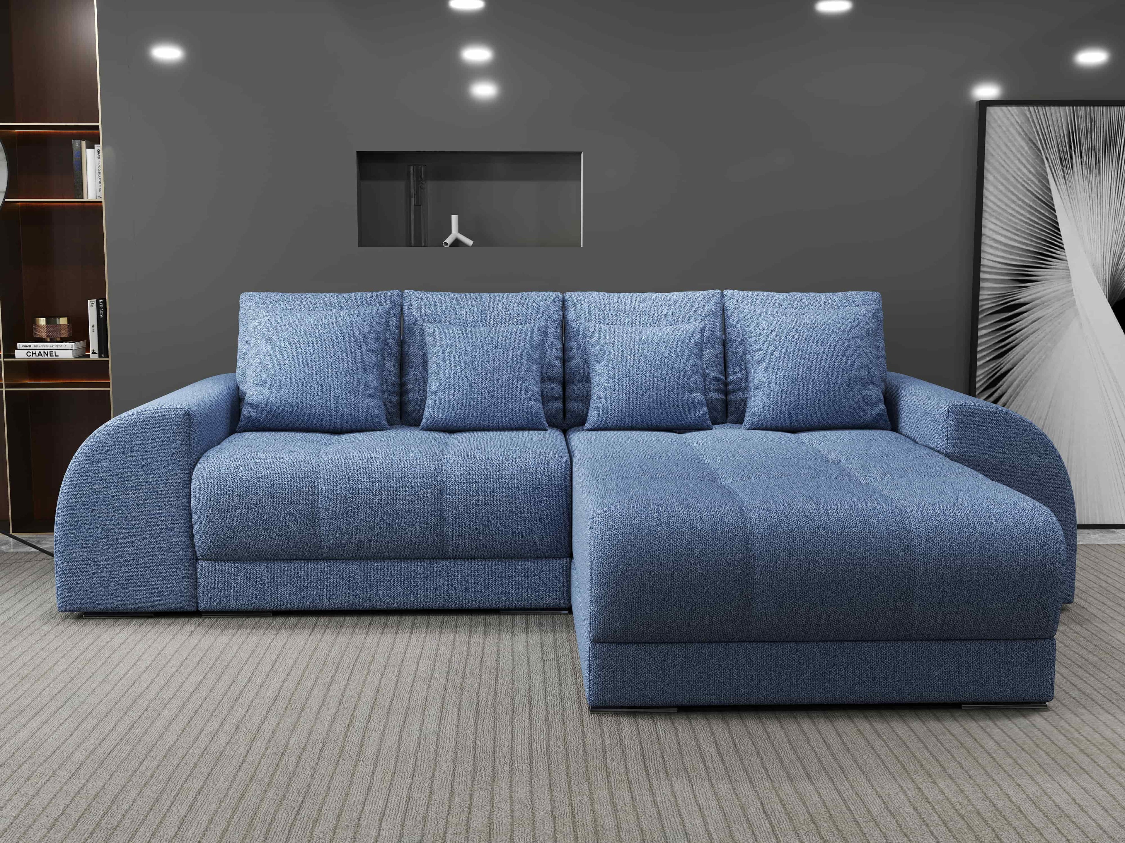 Colțar extensibil dumonde cu ladă de depozitare si sezut confortabil din spuma high-density, Verona Enjoy Albastru II 290x185 cm
