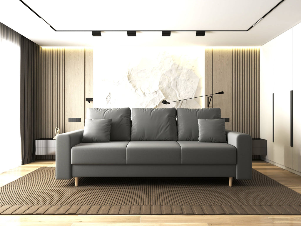 Canapea extensibilă dumonde cu ladă de depozitare si sezut confortabil din spuma high-density, Kronos Royal Gri 210x100 cm