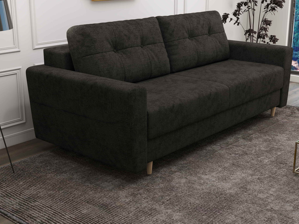 Canapea extensibilă dumonde cu ladă de depozitare si sezut confortabil din spuma high-density, Summer Enjoy Negru 225x100 cm