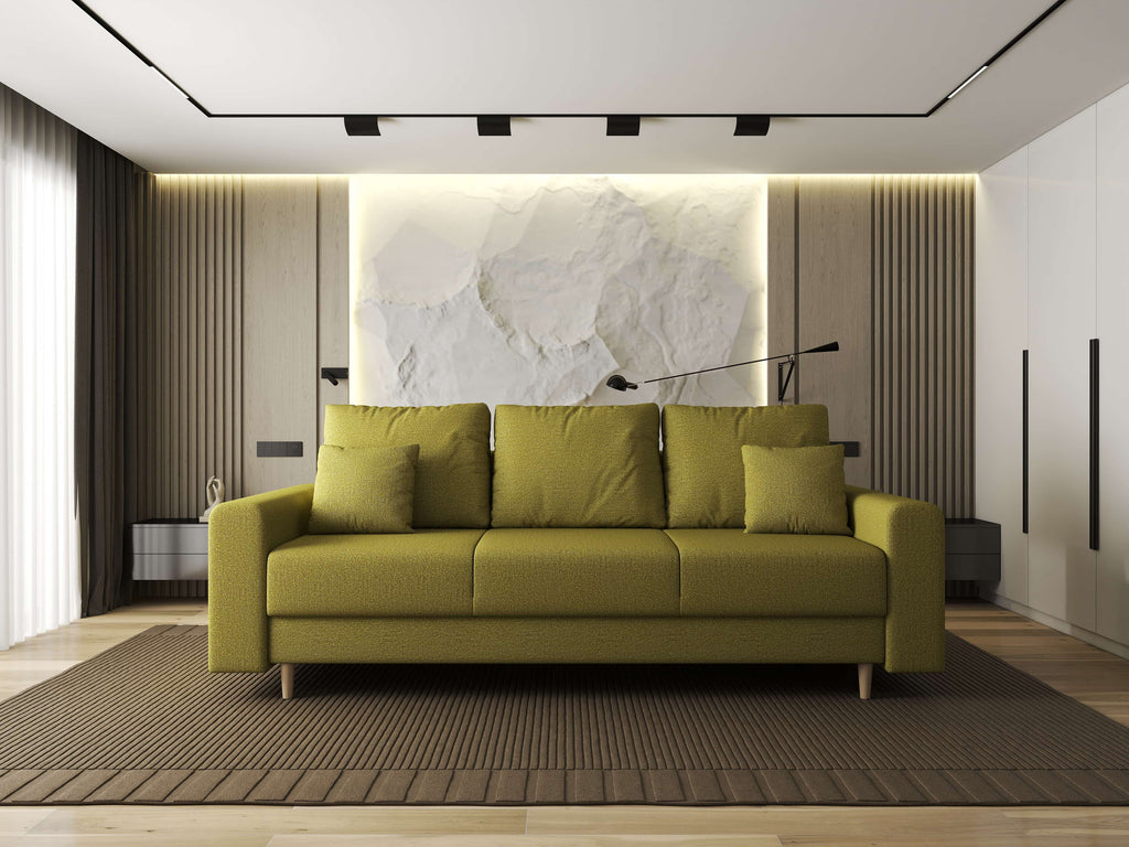 Canapea extensibilă dumonde cu ladă de depozitare si sezut confortabil din spuma high-density, Kronos Enjoy Verde 210x100 cm