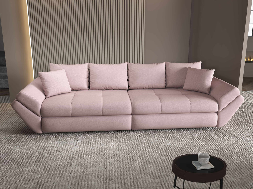 Canapea extensibilă dumonde cu ladă de depozitare si sezut confortabil din spuma high-density, Loana Enjoy Roz 300x100 cm