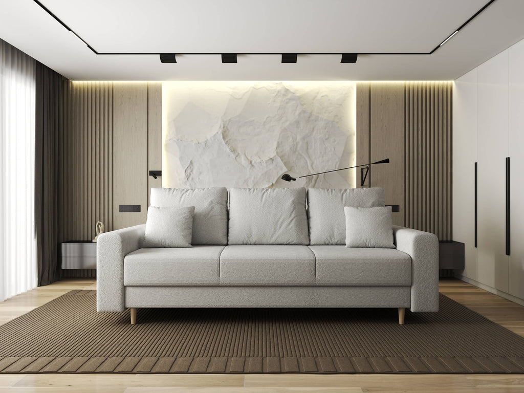 Canapea extensibilă dumonde cu ladă de depozitare si sezut confortabil din spuma high-density, Kronos Euphoria Ivory 210x100 cm
