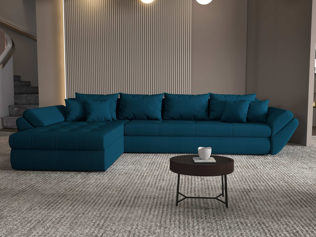 Colțar extensibil dumonde cu ladă de depozitare si sezut confortabil din spuma high-density, Loana XL Enjoy Petrol 335x185 cm