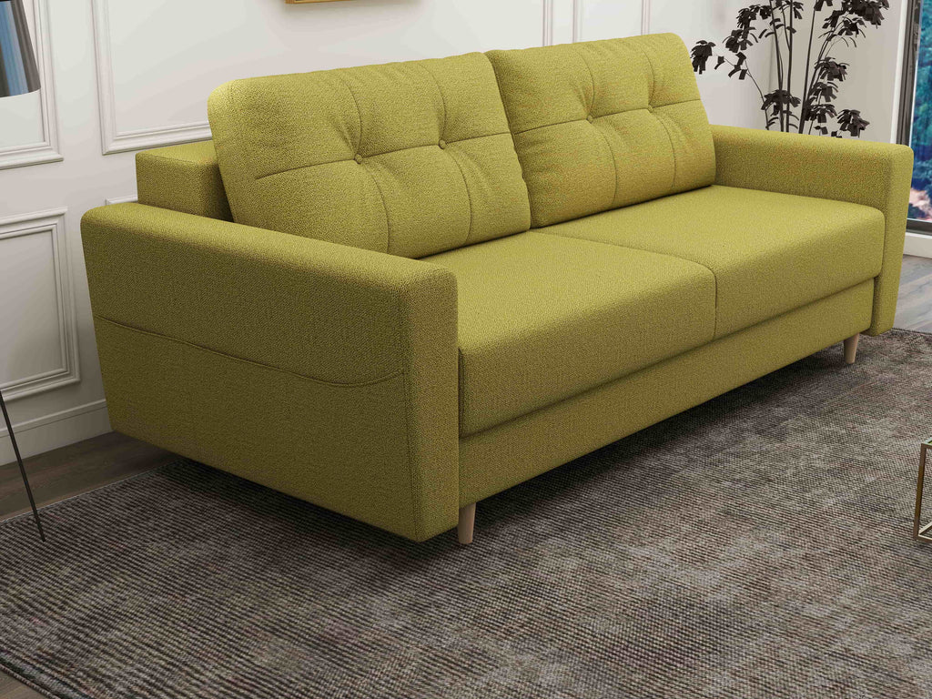 Canapea extensibilă dumonde cu ladă de depozitare si sezut confortabil din spuma high-density, Summer Enjoy Verde 225x100 cm