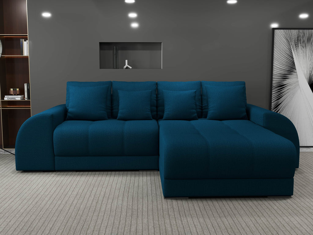 Colțar extensibil dumonde cu ladă de depozitare si sezut confortabil din spuma high-density, Verona Enjoy Petrol II 290x185 cm