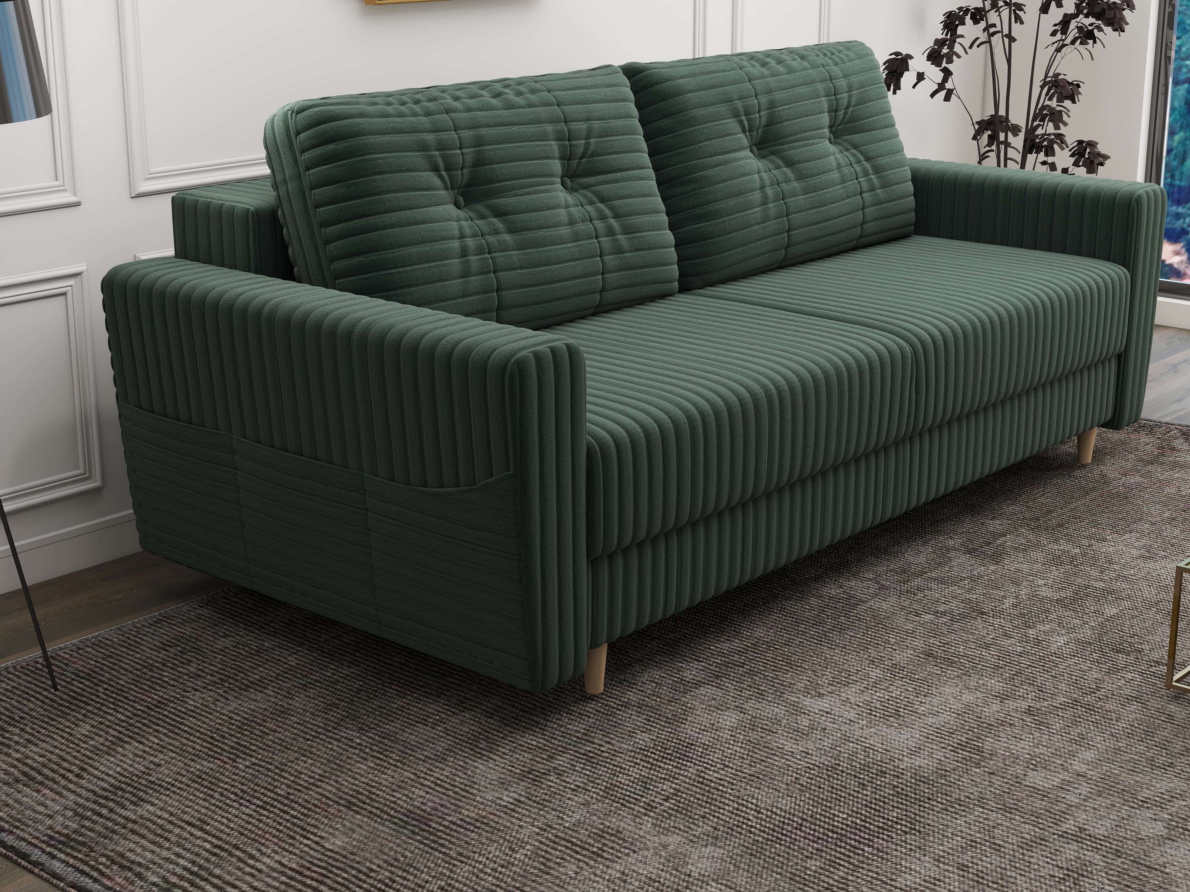 Canapea extensibilă dumonde cu ladă de depozitare si sezut confortabil din spuma high-density, Summer Ambience Verde 225x100 cm