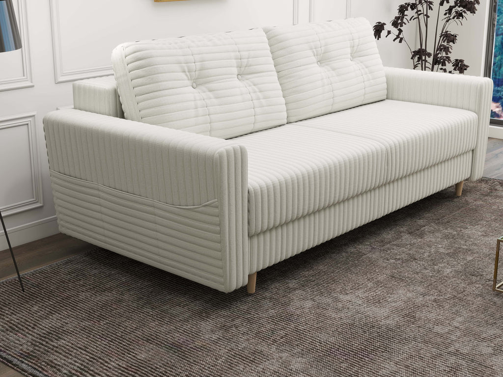 Canapea extensibilă dumonde cu ladă de depozitare si sezut confortabil din spuma high-density, Summer Ambience Ivory 225x100 cm
