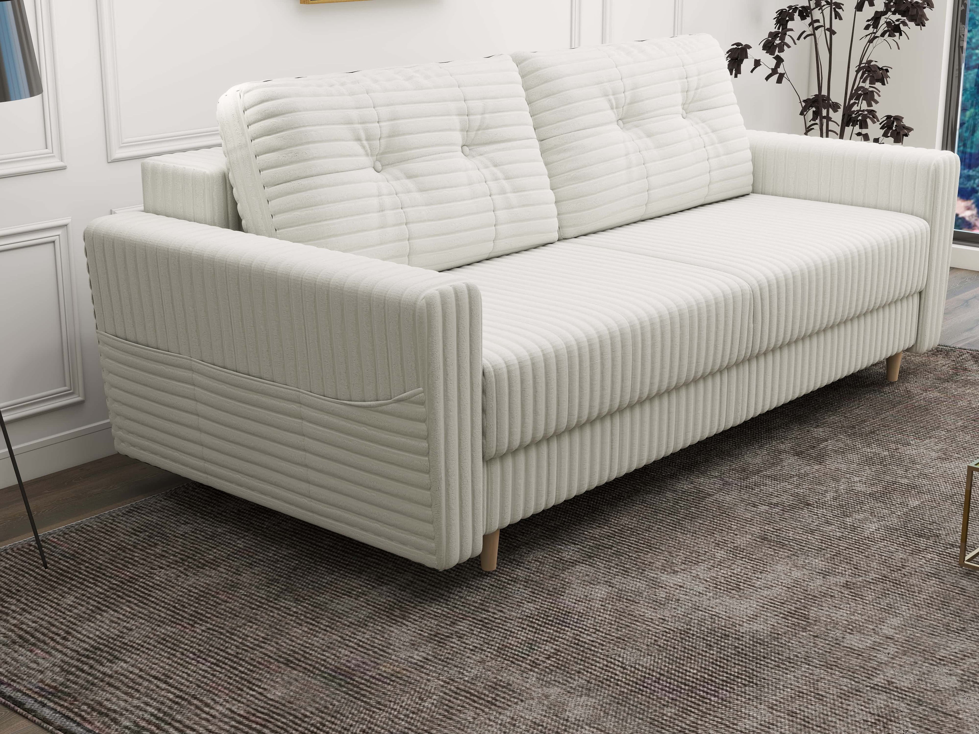 Canapea extensibilă dumonde cu ladă de depozitare si sezut confortabil din spuma high-density, Summer Ambience Ivory 225x100 cm