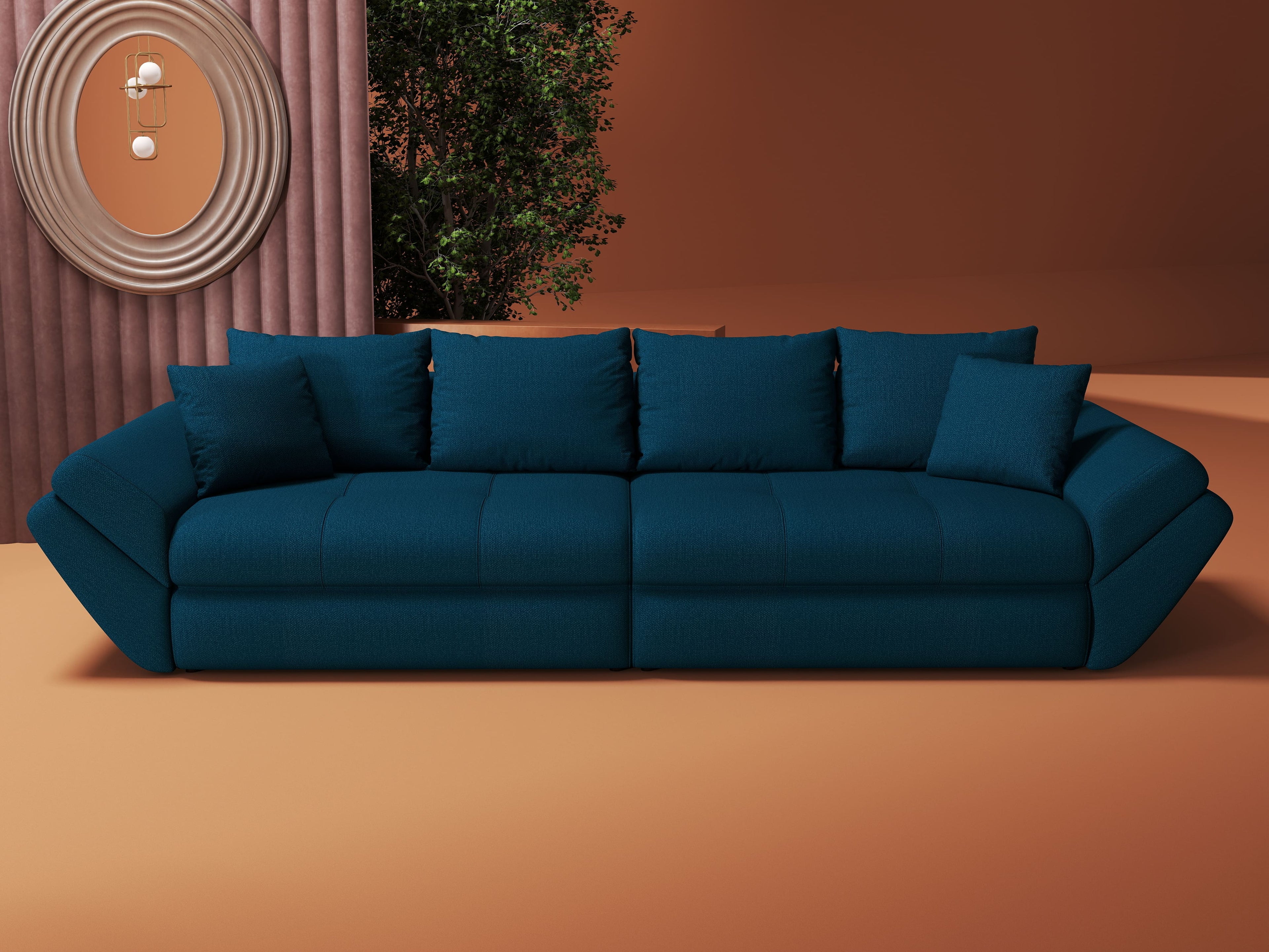 Canapea extensibilă dumonde cu ladă de depozitare si sezut confortabil din spuma high-density, Loana Enjoy Petrol 300x100 cm