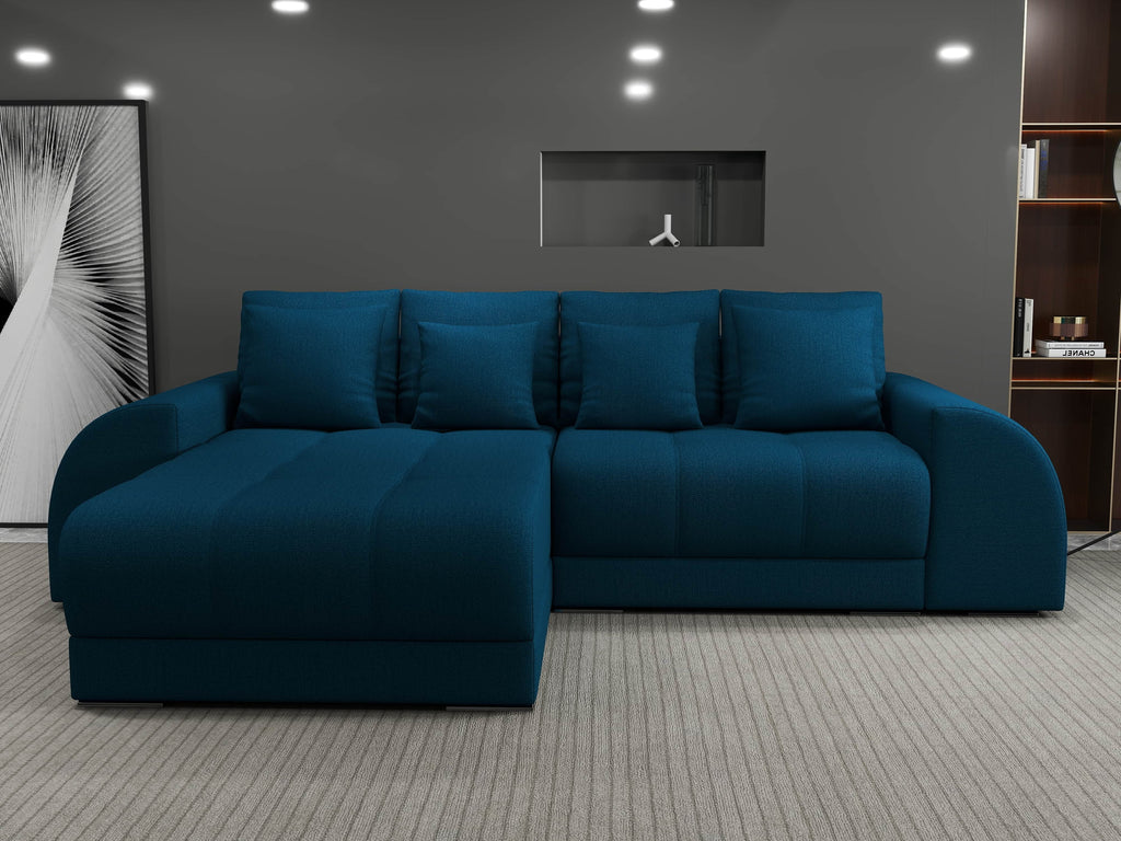 Colțar extensibil dumonde cu ladă de depozitare si sezut confortabil din spuma high-density, Verona Enjoy Petrol 290x185 cm