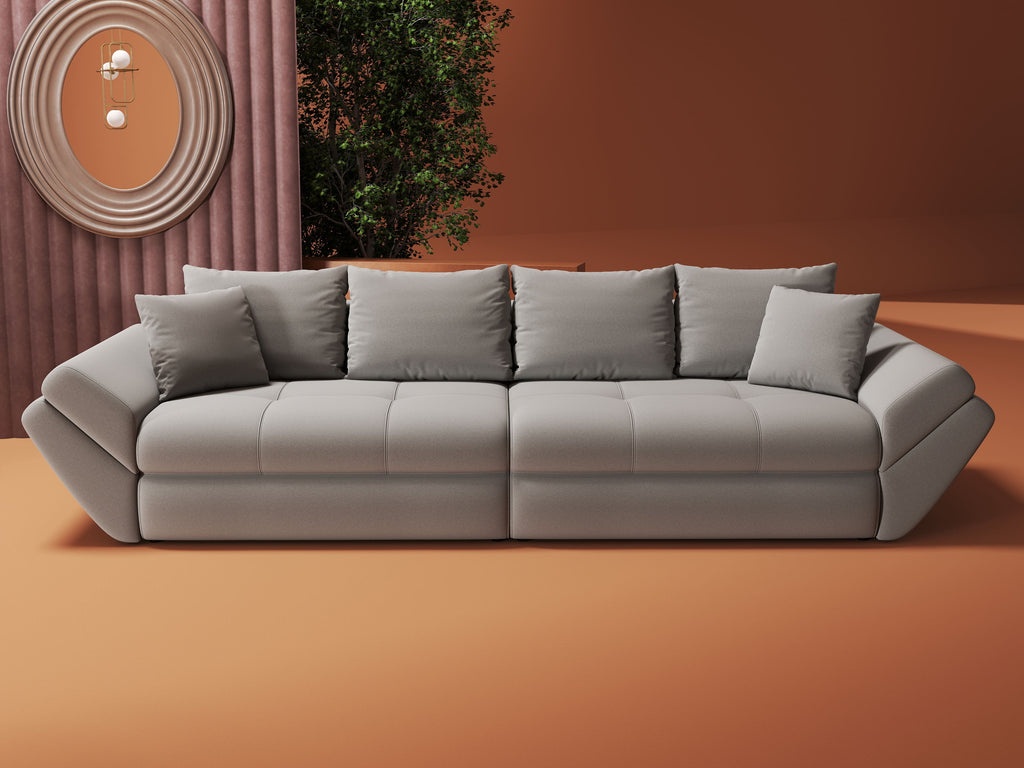 Canapea extensibilă dumonde cu ladă de depozitare si sezut confortabil din spuma high-density, Loana Royal Gri 300x100 cm