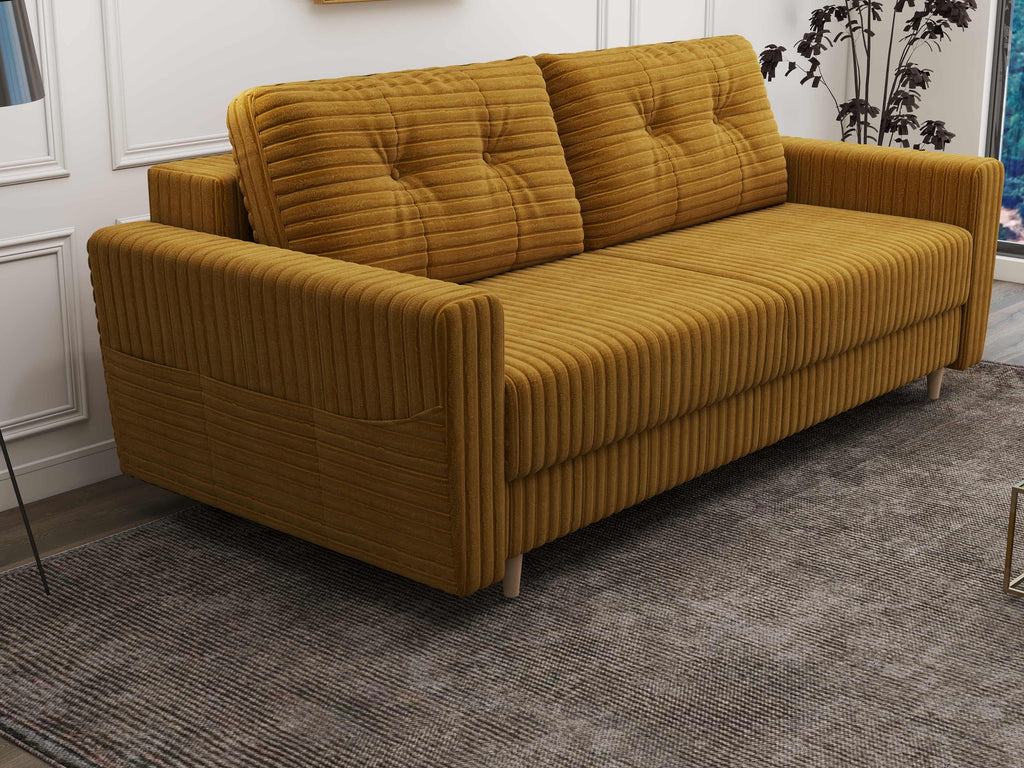 Canapea extensibilă dumonde cu ladă de depozitare si sezut confortabil din spuma high-density, Summer Ambience Mustar 225x100 cm