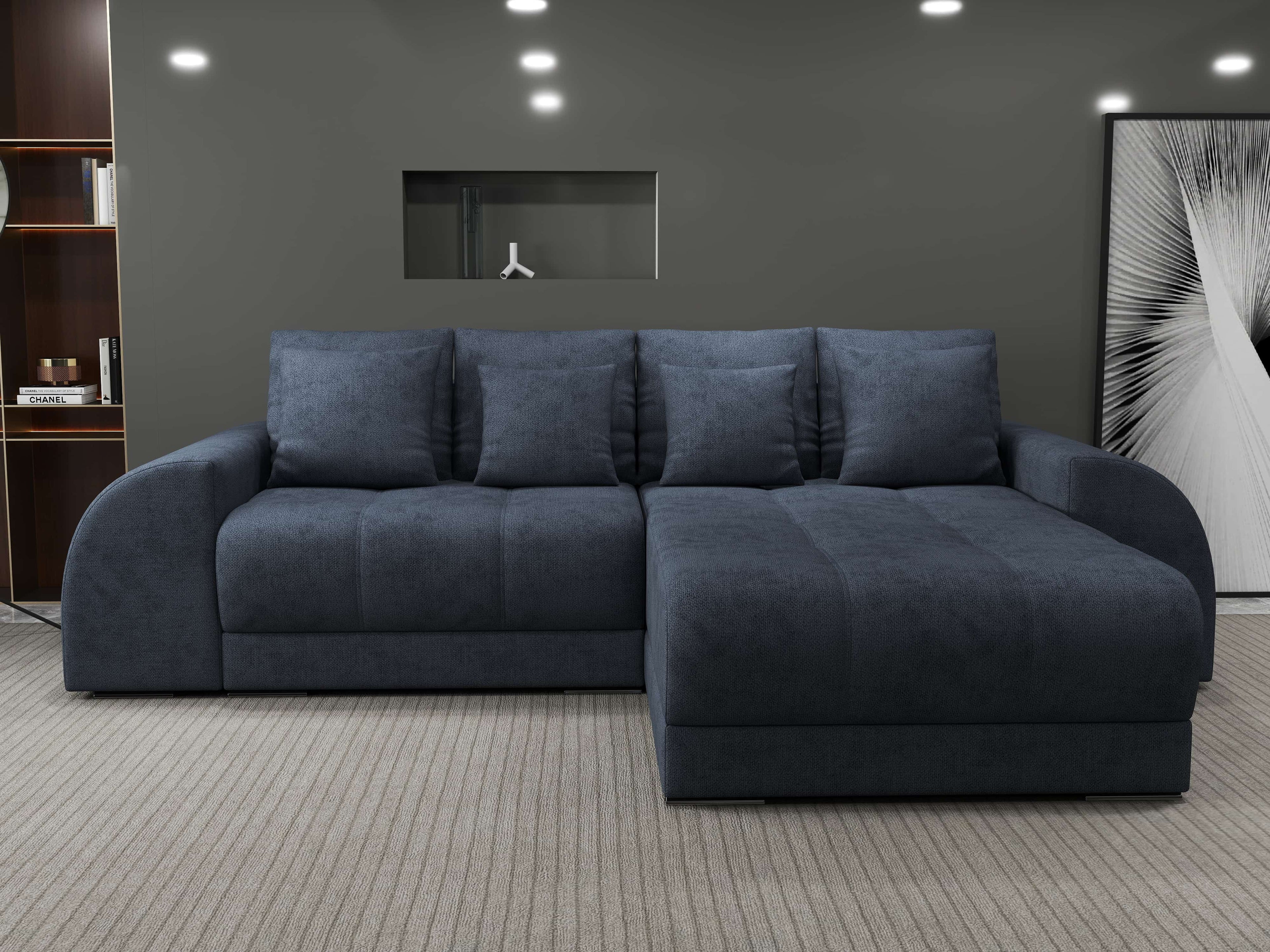 Colțar extensibil dumonde cu ladă de depozitare si sezut confortabil din spuma high-density, Verona Enjoy Antracit II 290x185 cm