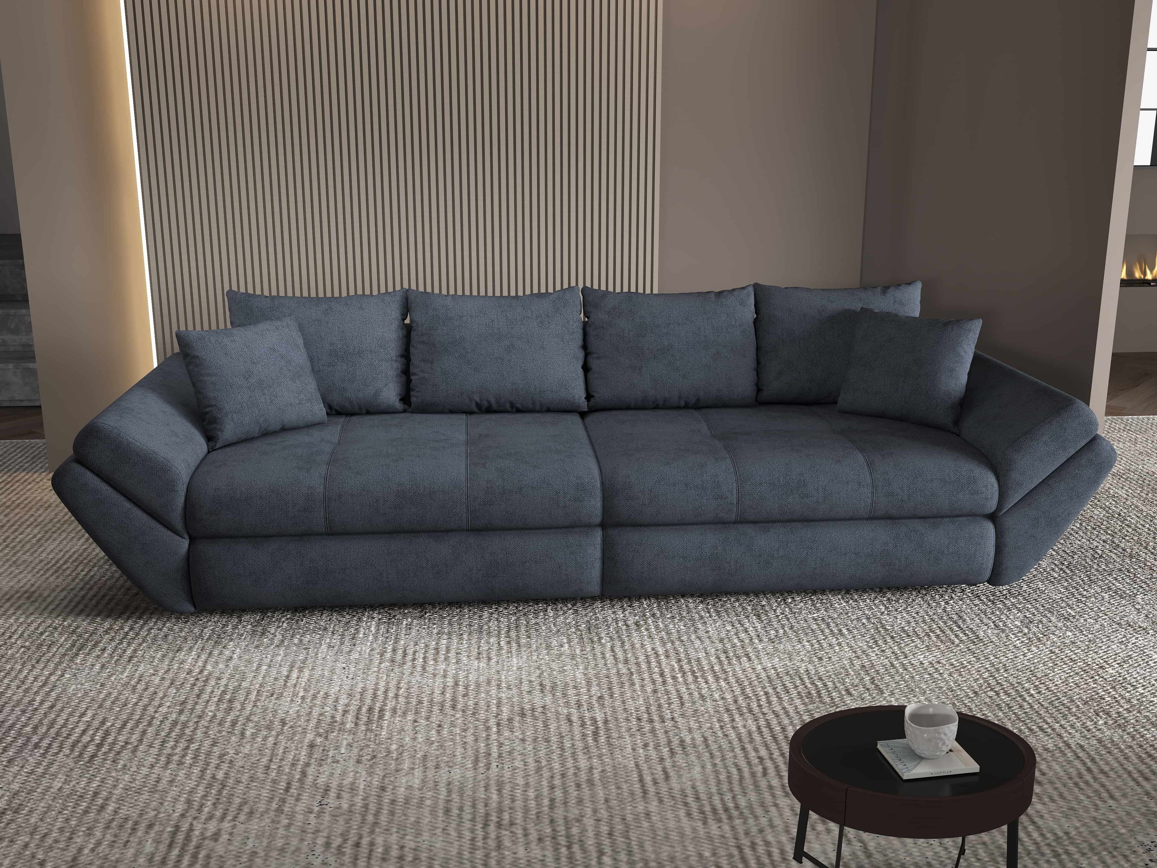 Canapea extensibilă dumonde cu ladă de depozitare si sezut confortabil din spuma high-density, Loana Enjoy Antracit 300x100 cm
