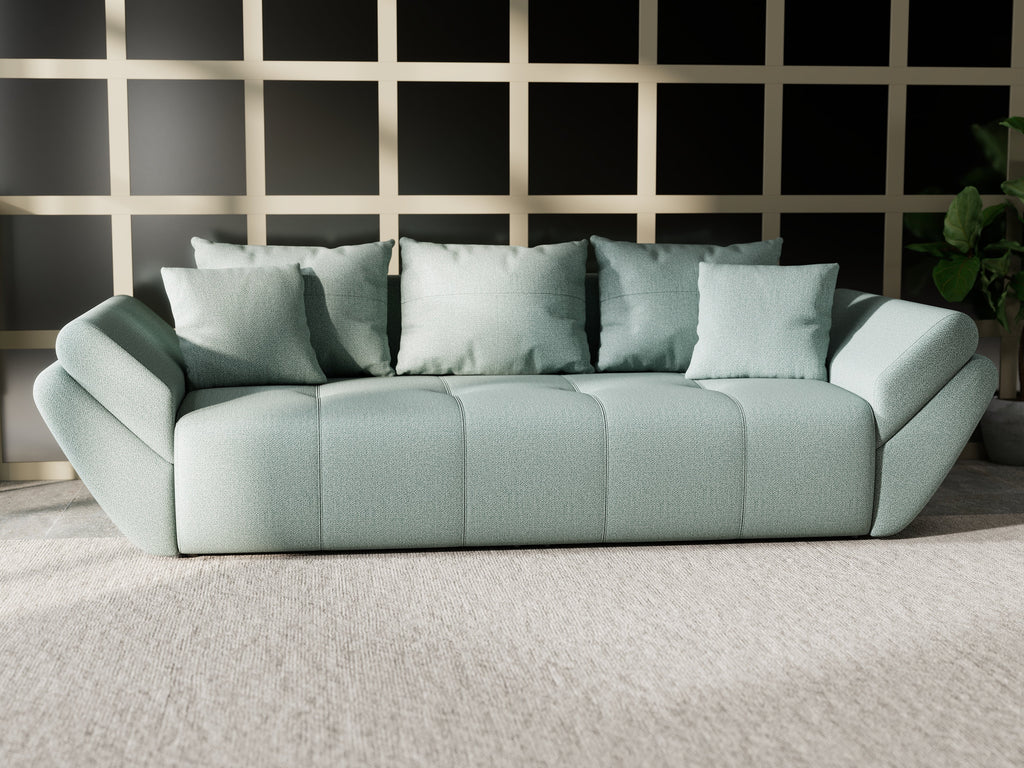 Canapea extensibilă dumonde cu ladă de depozitare si sezut confortabil din spuma high-density, Berlin Enjoy Mint 250x100 cm
