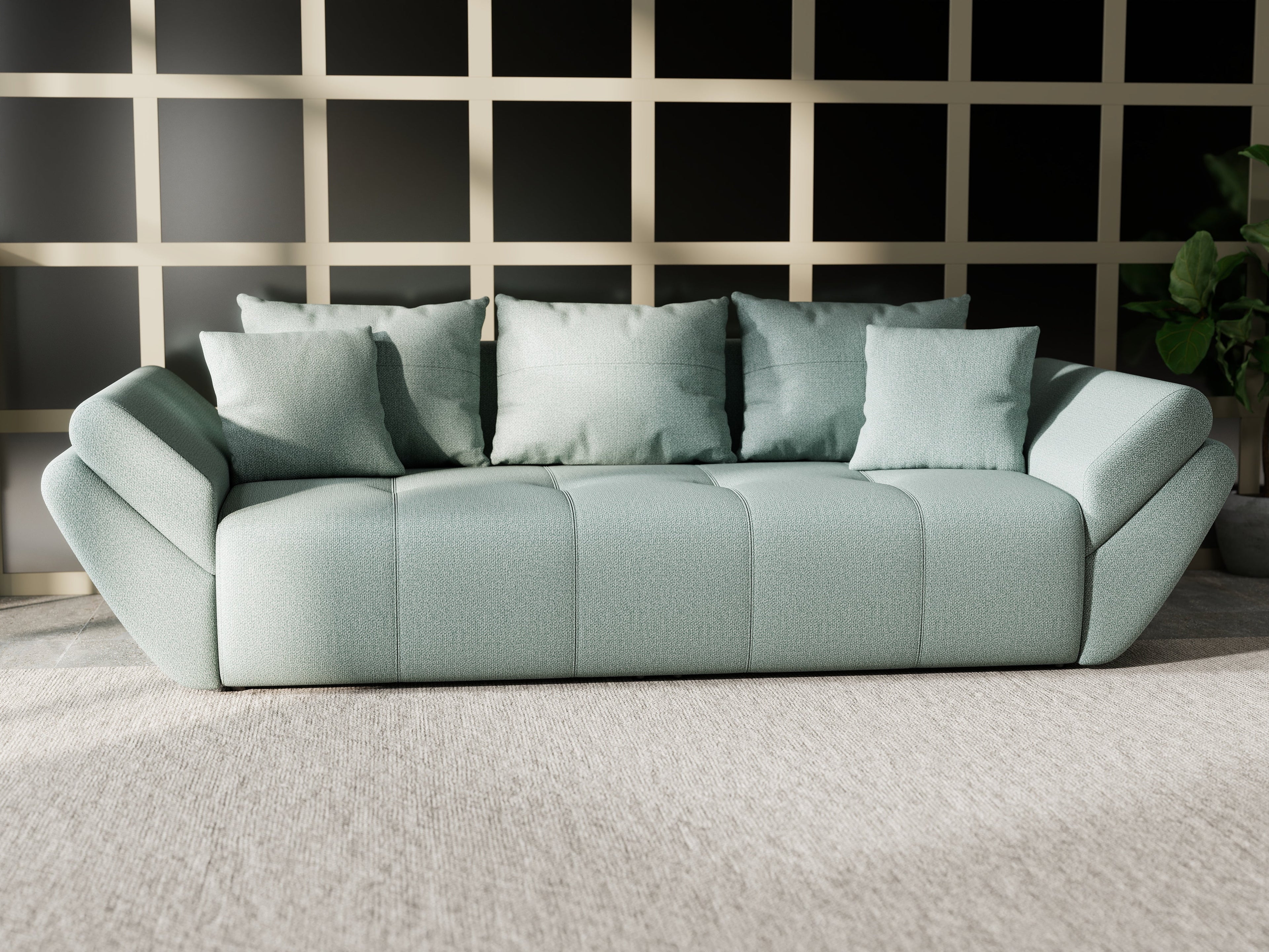Canapea extensibilă dumonde cu ladă de depozitare si sezut confortabil din spuma high-density, Berlin Enjoy Mint 250x100 cm