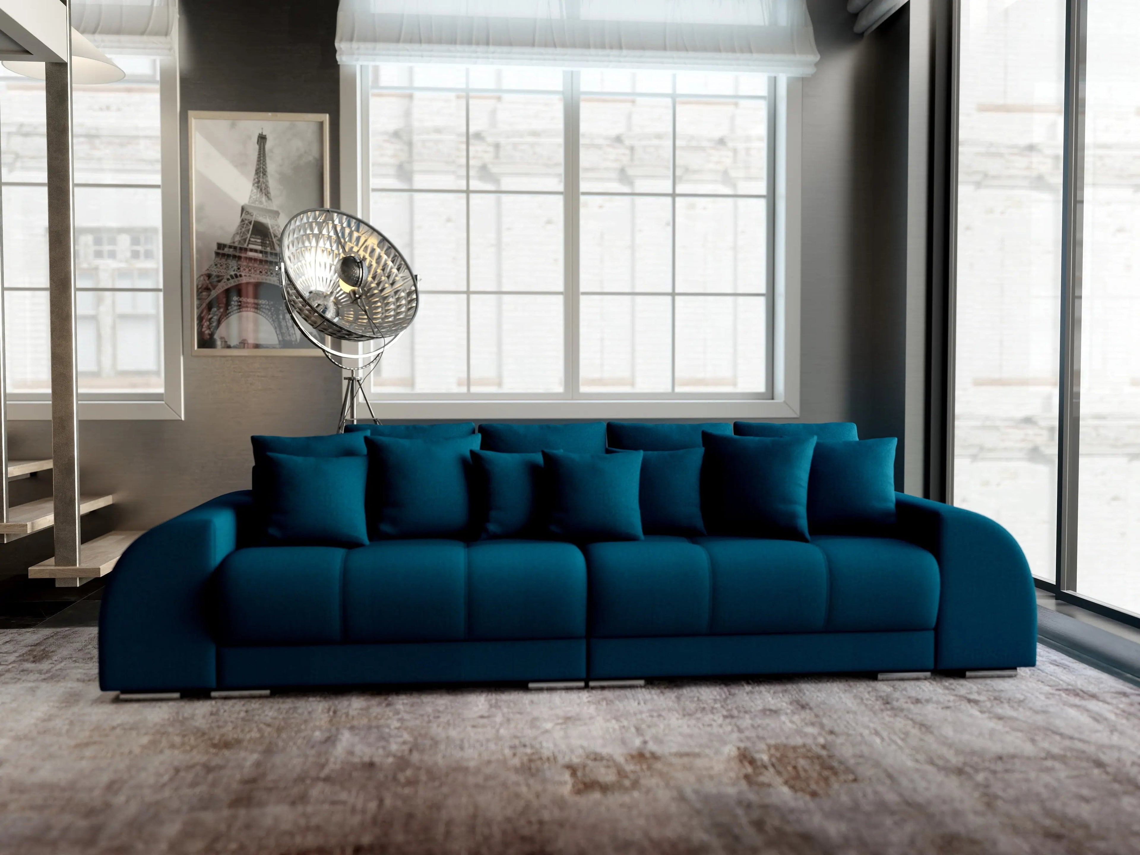 Canapea extensibilă dumonde cu 2 lăzi de depozitare si sezut confortabil din spuma high-density, Verona Enjoy Petrol 310x100 cm