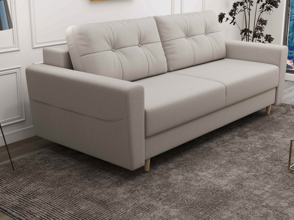 Canapea extensibilă dumonde cu ladă de depozitare si sezut confortabil din spuma high-density, Summer Enjoy Bej 225x100 cm