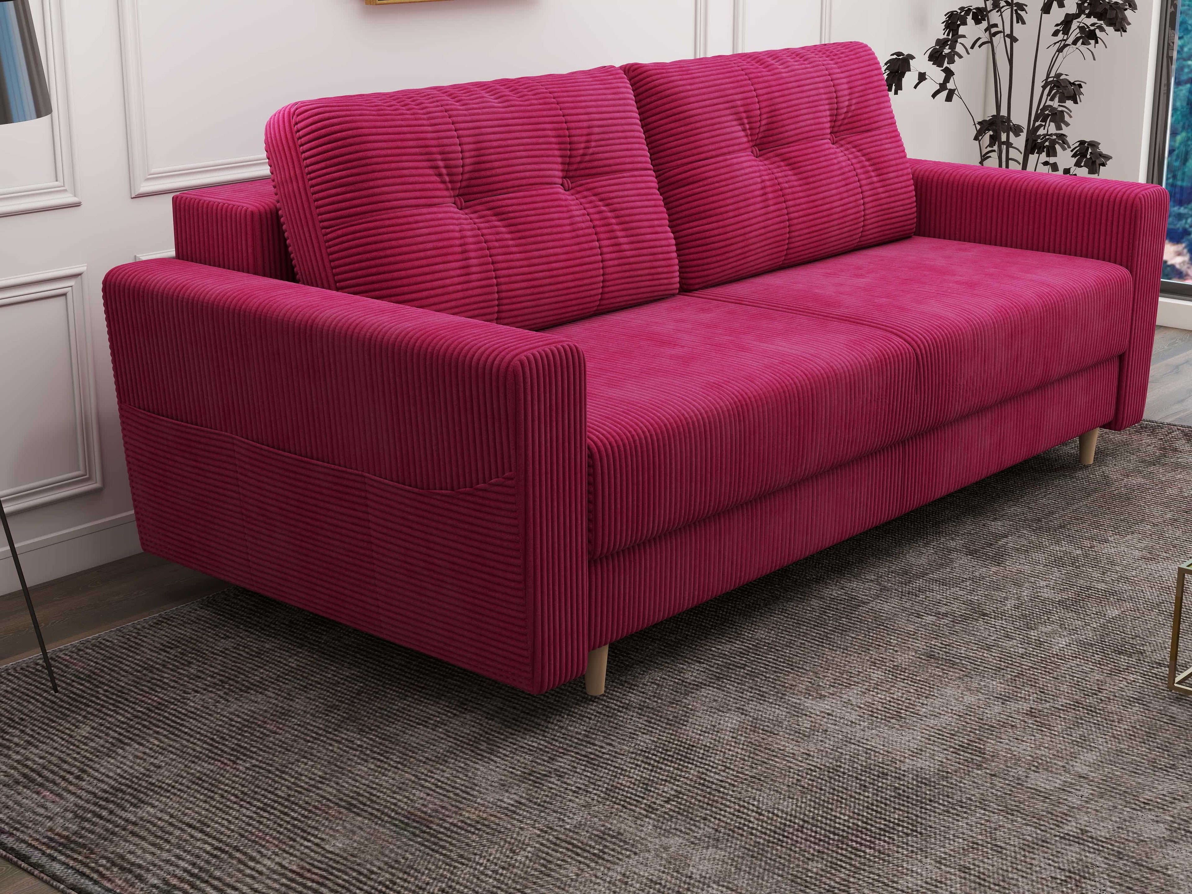Canapea extensibilă dumonde cu ladă de depozitare si sezut confortabil din spuma high-density, Summer Zoom Rosu 225x100 cm
