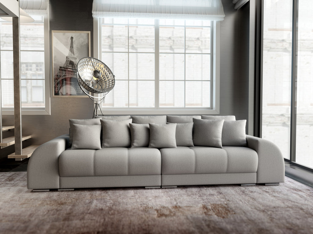 Canapea extensibilă dumonde cu 2 lăzi de depozitare si sezut confortabil din spuma high-density, Verona Enjoy Silver 310x100 cm
