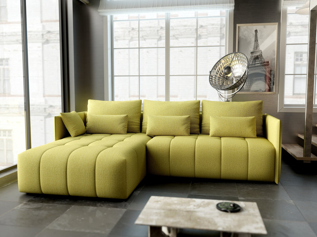 Colțar extensibil dumonde cu ladă de depozitare si sezut confortabil din spuma high-density, Malta Enjoy Green 235x185 cm