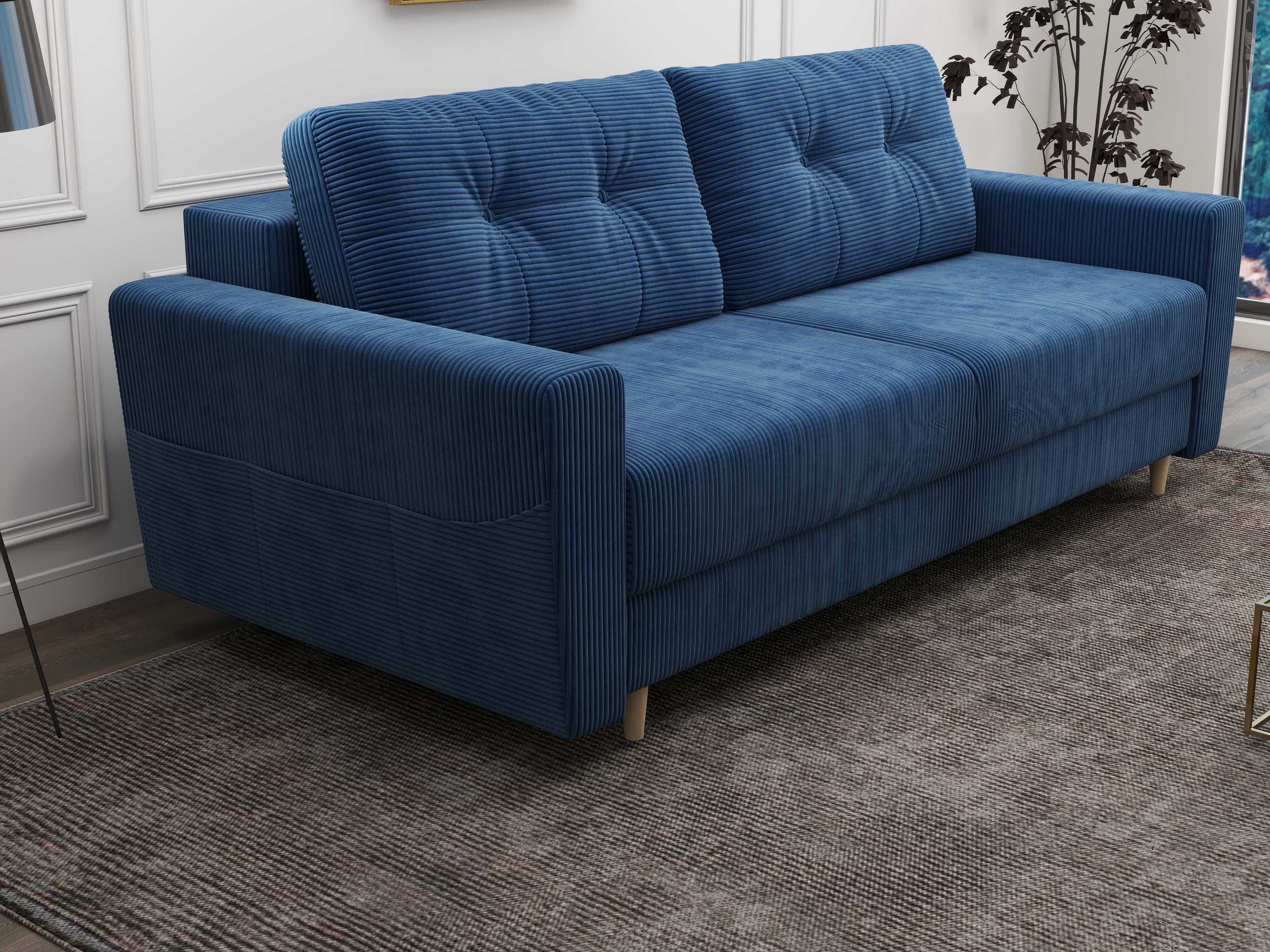 Canapea extensibilă dumonde cu ladă de depozitare si sezut confortabil din spuma high-density, Summer Zoom Albastru 225x100 cm