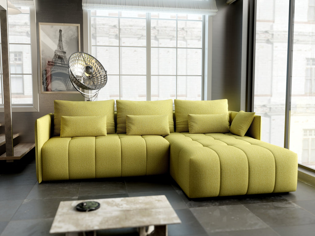 Colțar extensibil dumonde cu ladă de depozitare si sezut confortabil din spuma high-density, Malta Enjoy Green II 235x185 cm